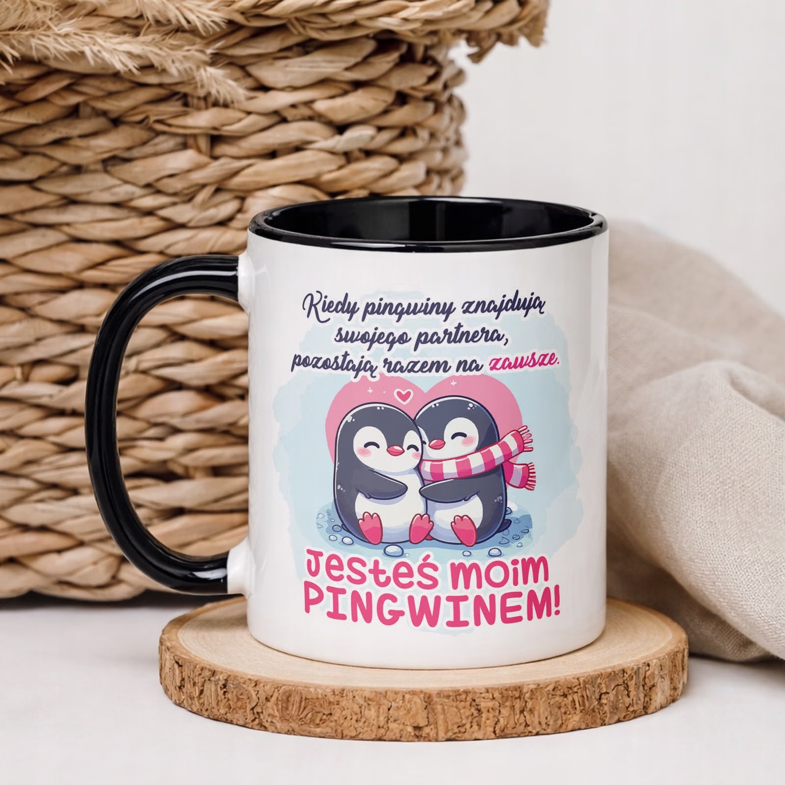 Kubek Czarny Walentynki Miłość Prezent Upominek Dla Drugiej Połowy