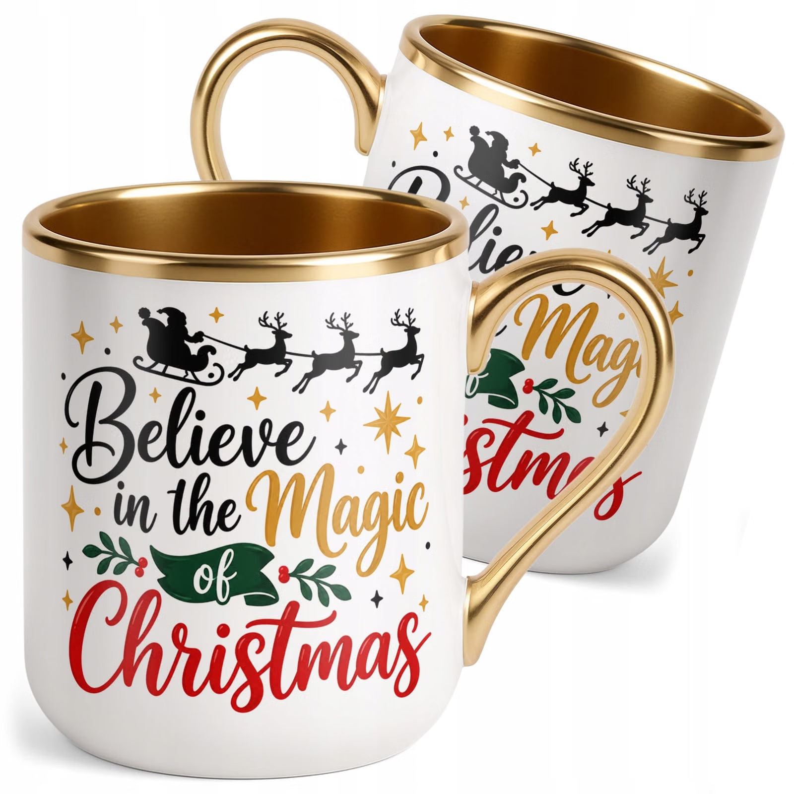 Kubek Premium Złoty Boże Narodzenie Believe In The Magic Prezent