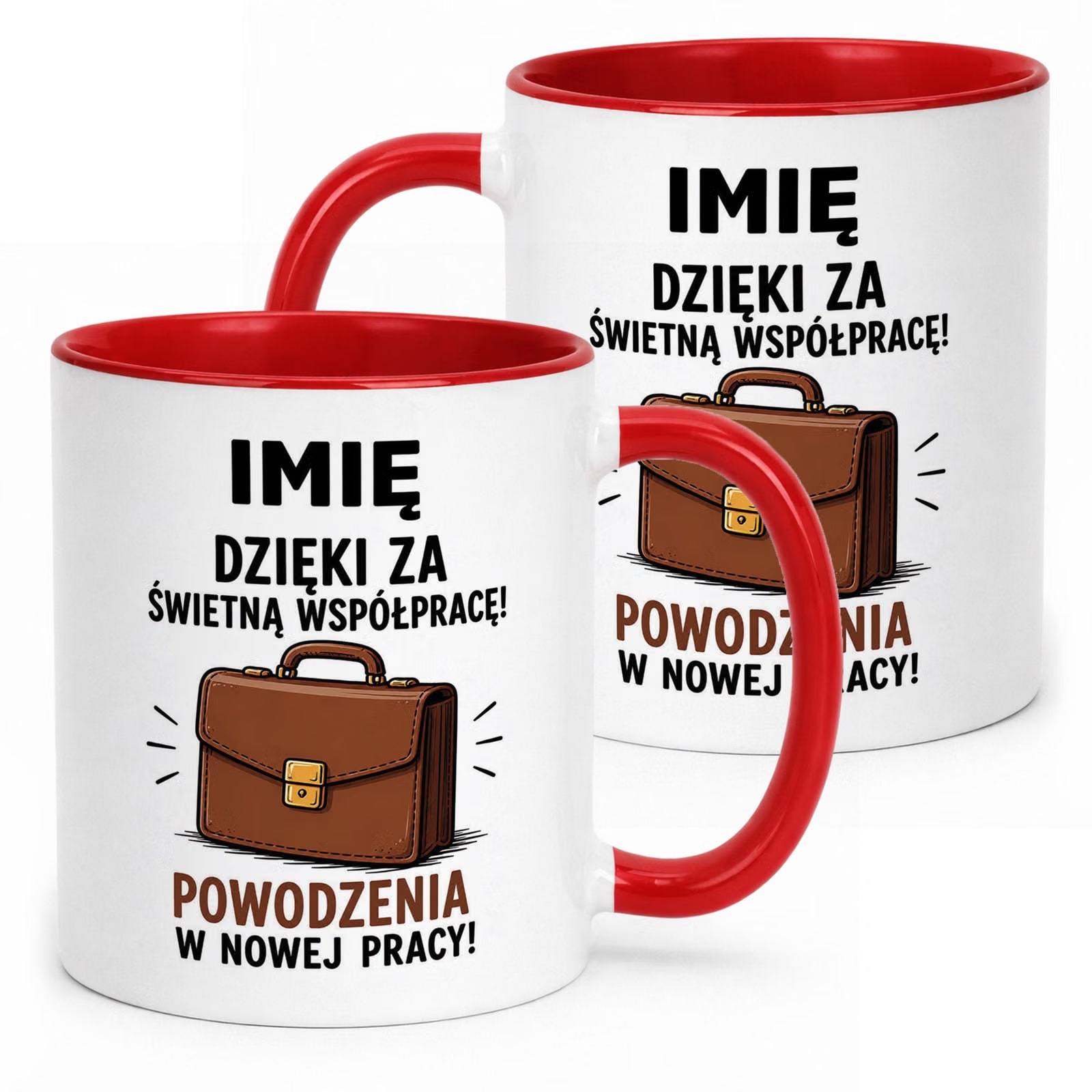 Kubek Czerwony Personalizowany z Nadrukiem Pożegnanie Odejście z Pracy