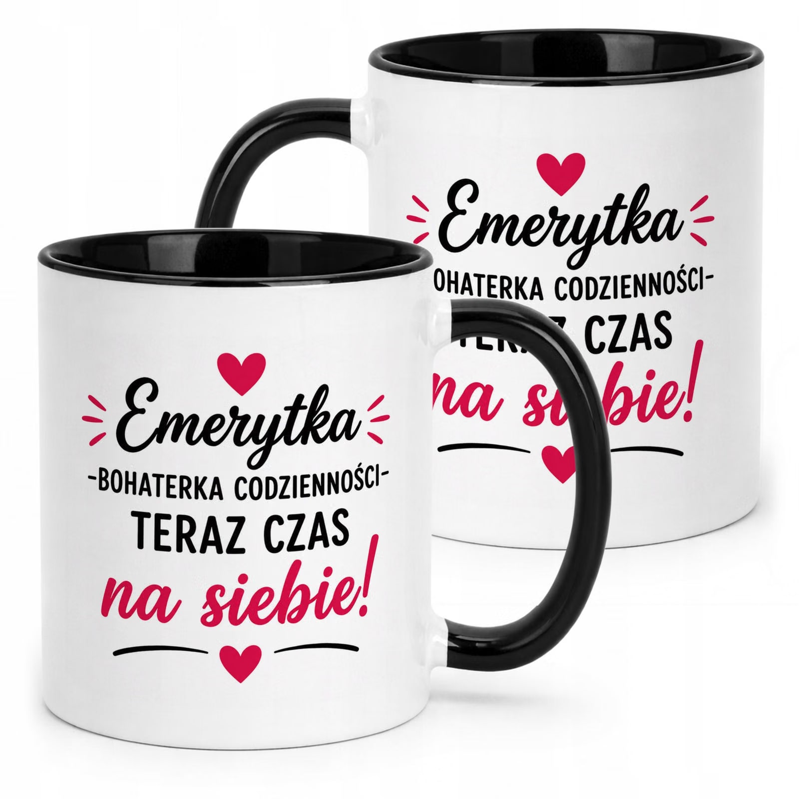 Kubek Czarny z nadrukiem Emerytura Dla Emerytki Upominek Prezent