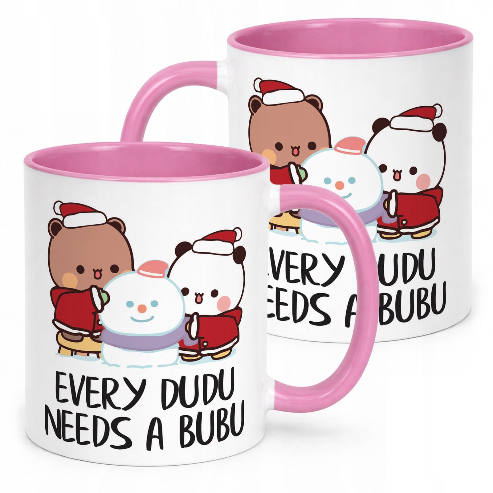 Kubek Różowy Boże Narodzenie Mikołajki Święta Bubu i Dudu Prezent