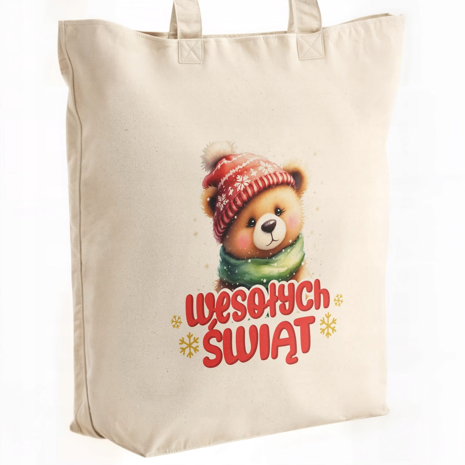 Torba shopper bawełniana premium świąteczna na zakupy z nadrukiem