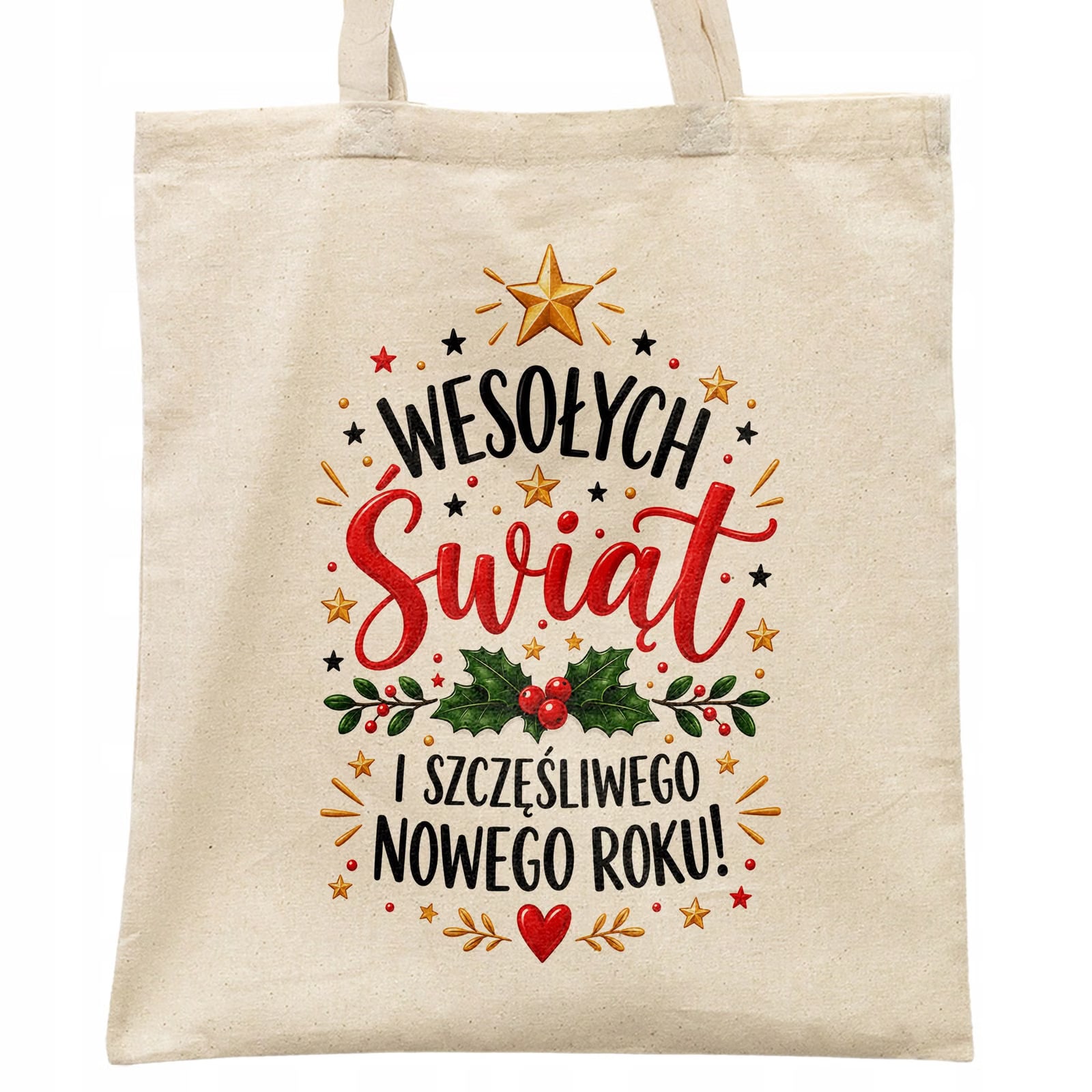 Torba shopper bawełniana święta boże narodzenie z nadrukiem prezent