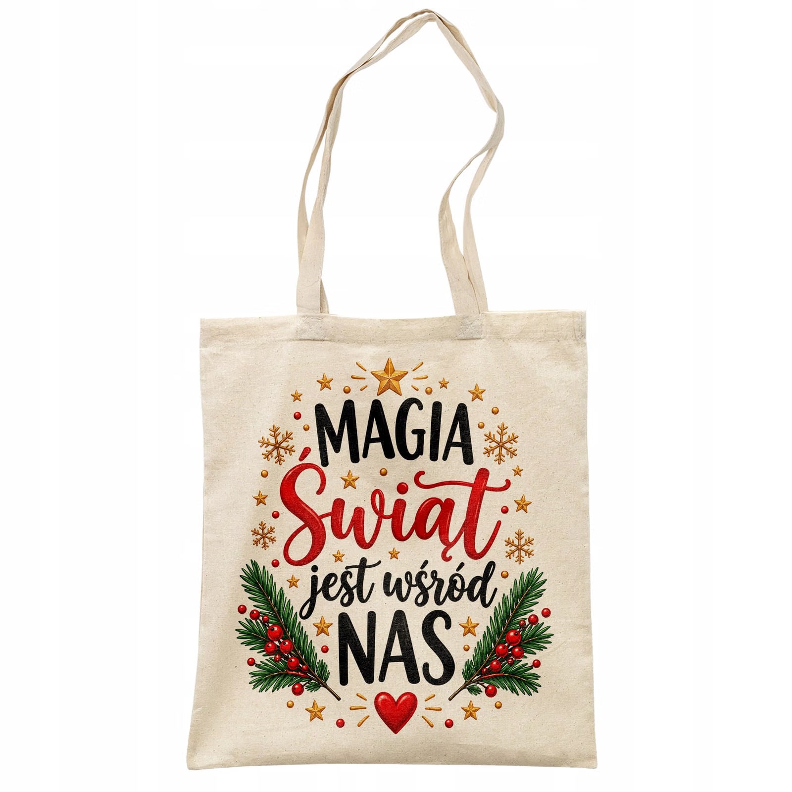 Torba shopper bawełniana świąteczna mikołajki z nadrukiem prezent