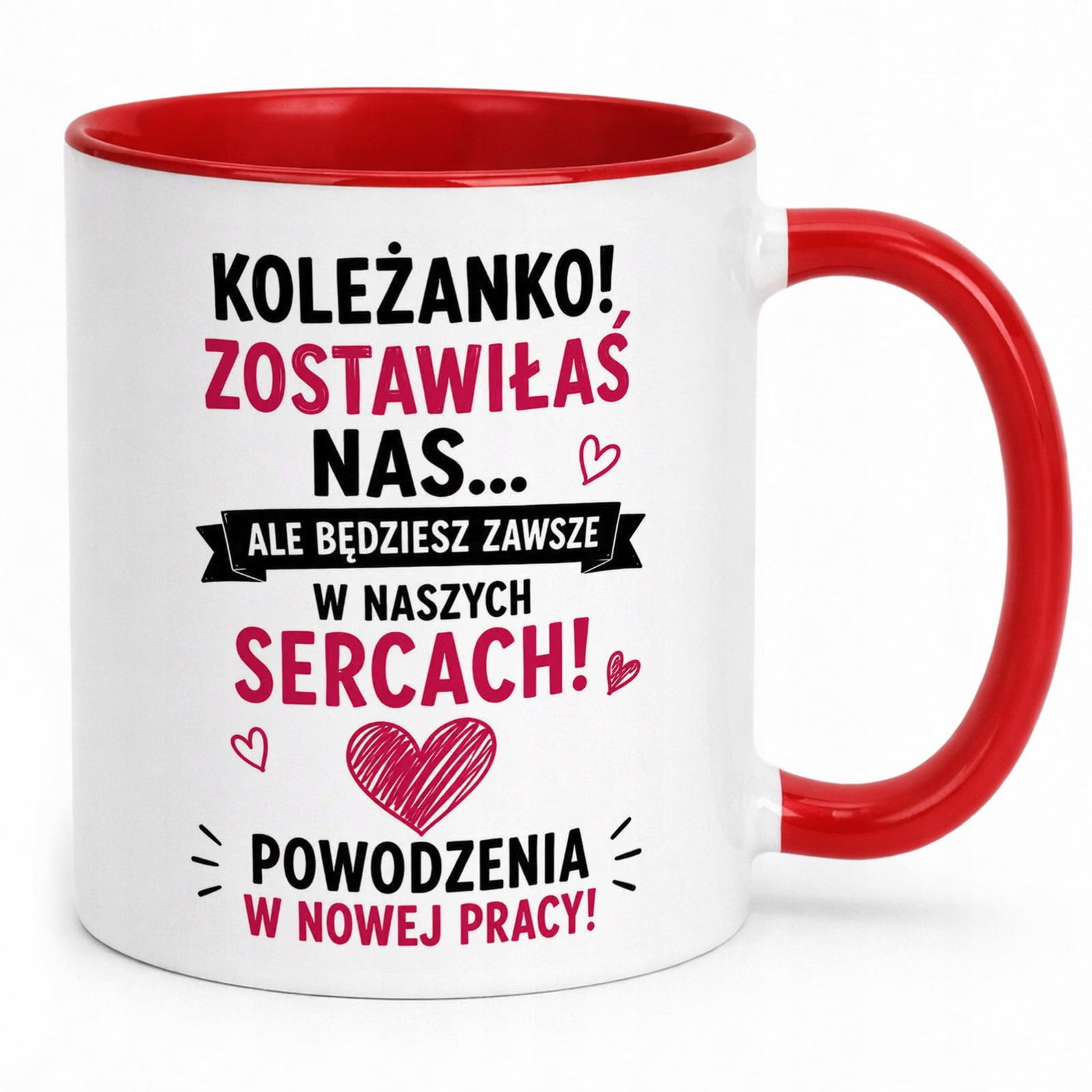 Kubek Czerwony z nadrukiem Pożegnanie Odejście z Pracy Dla Koleżanki