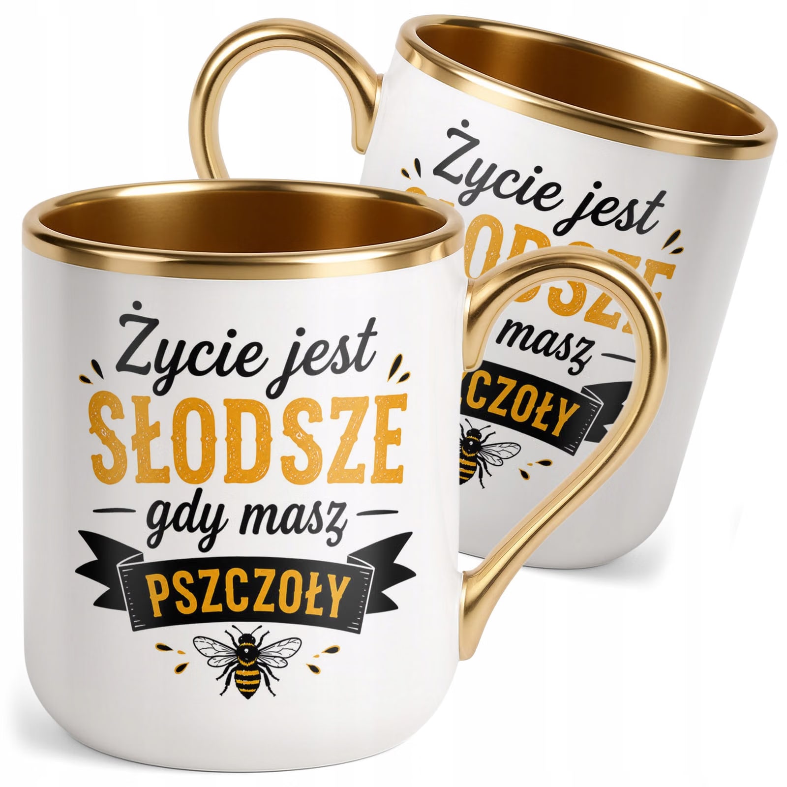 Kubek z nadrukiem Premium Złoty Dla Pszczelarza Szef Pasieki Prezent