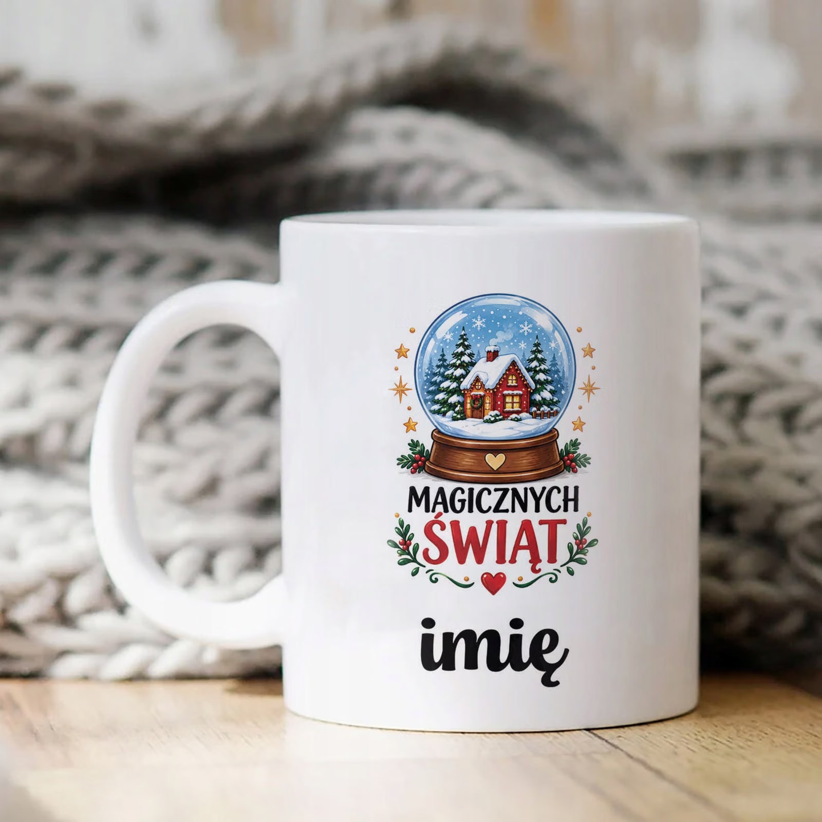 Kubek Biały Personalizowany z Nadrukiem Boże Narodzenie Święta Prezent
