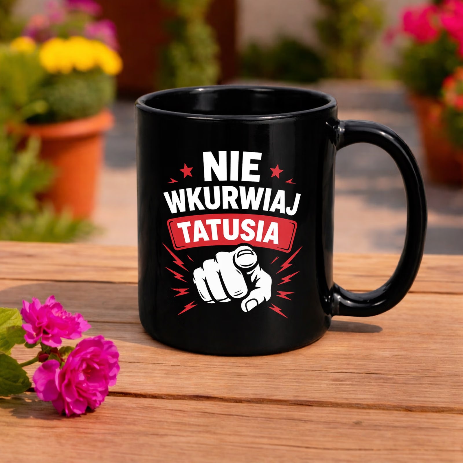 Kubek czarny dla taty prezent na Dzień Ojca upominek od serca dla tatusia