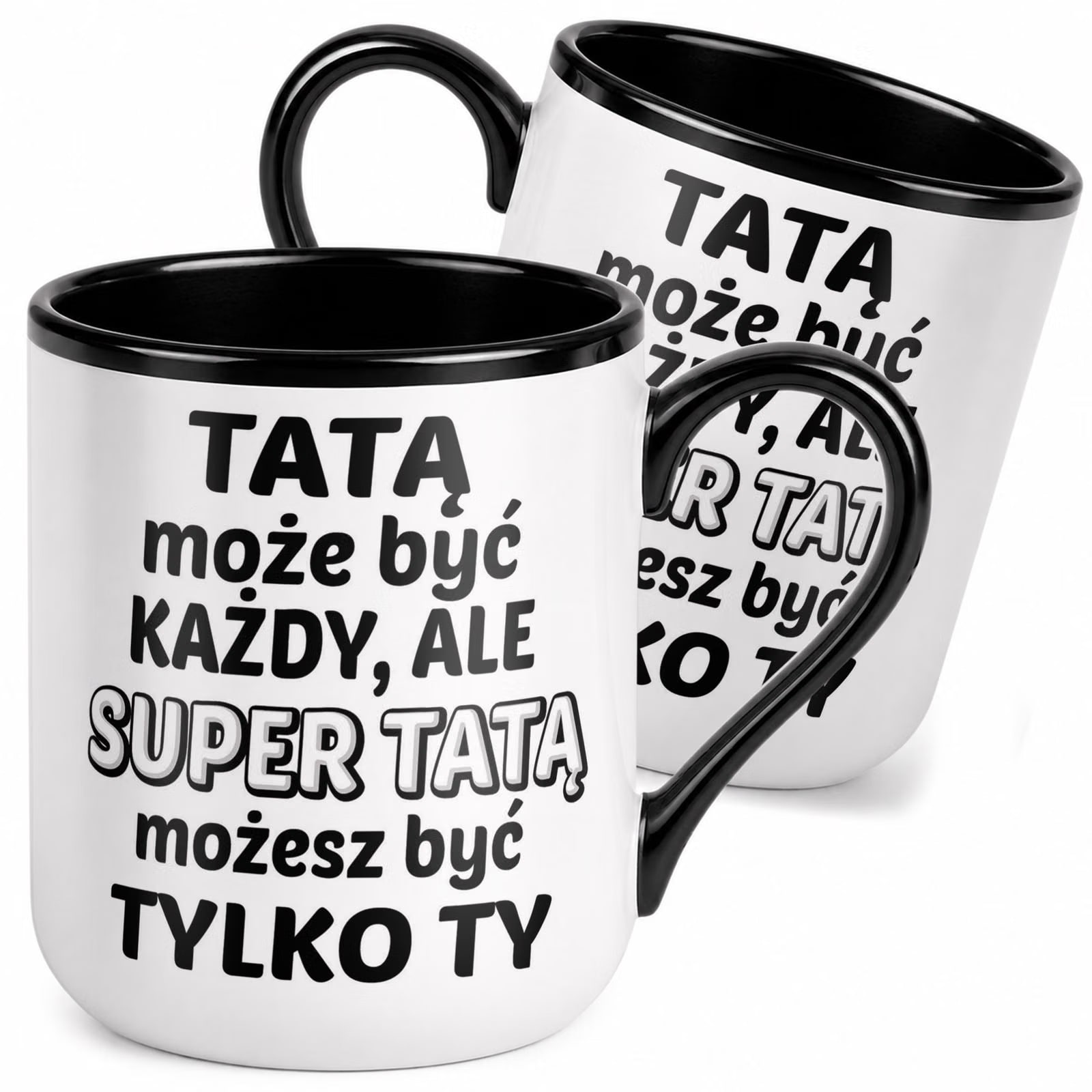 Kubek z nadrukiem Premium Czarny Dla Taty Dzień Ojca Upominek Prezent