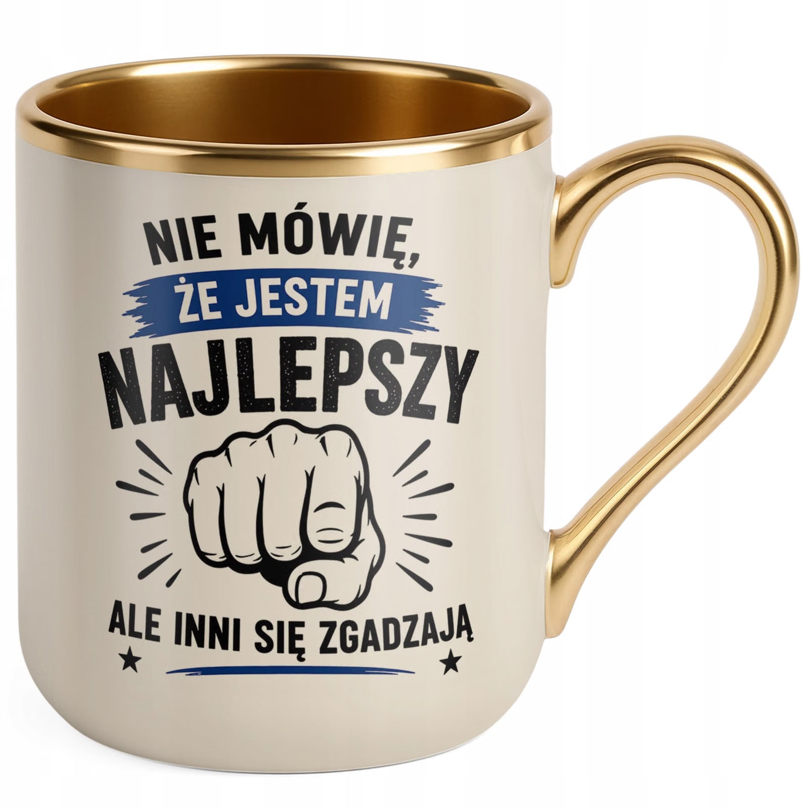 Kubek z nadrukiem Premium Złoty Ecru Dzień Chłopaka Mężczyzny Prezent