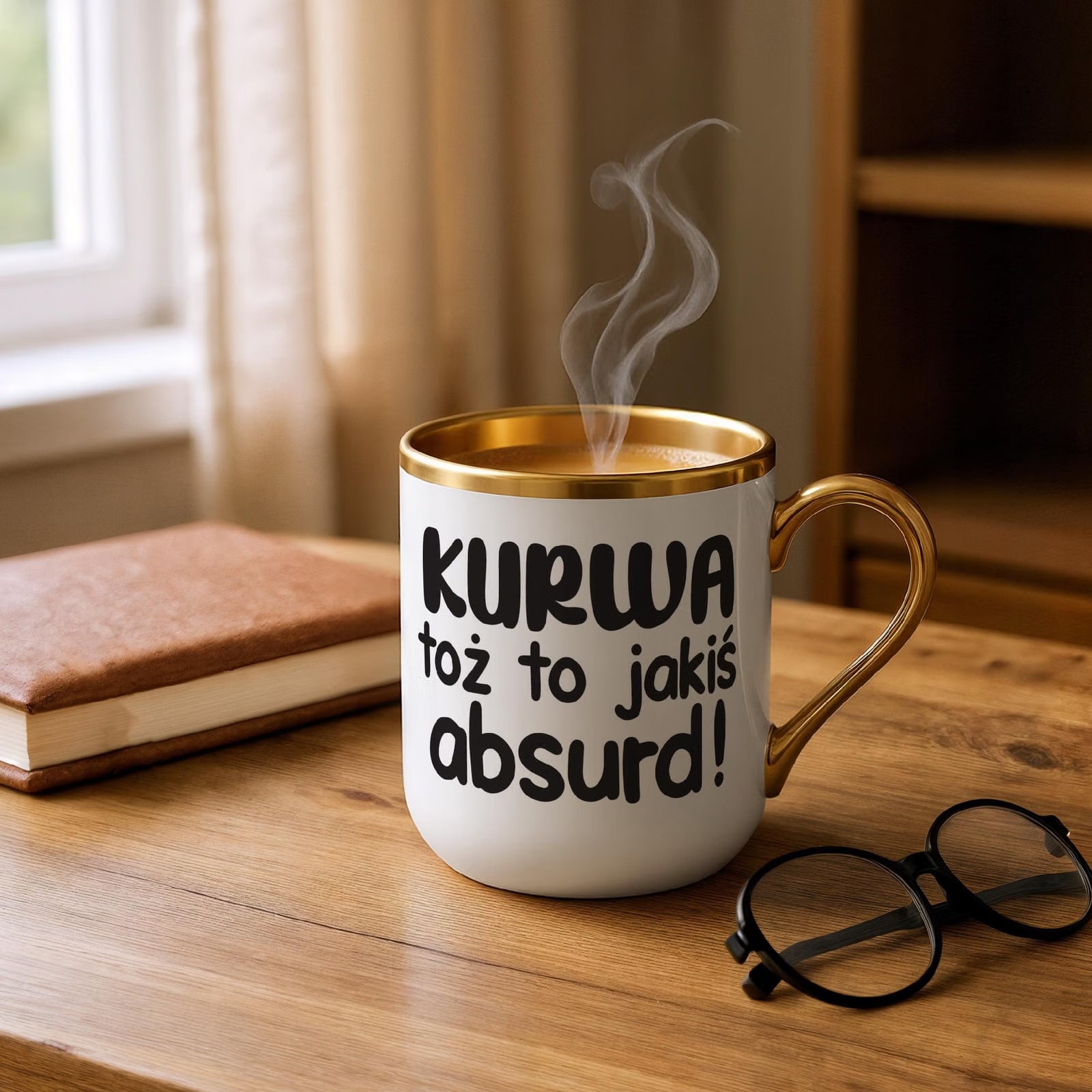 Kubek Premium Złoty K**wa Toż To Jakiś Absurd Śmieszny Zabawny Prezent