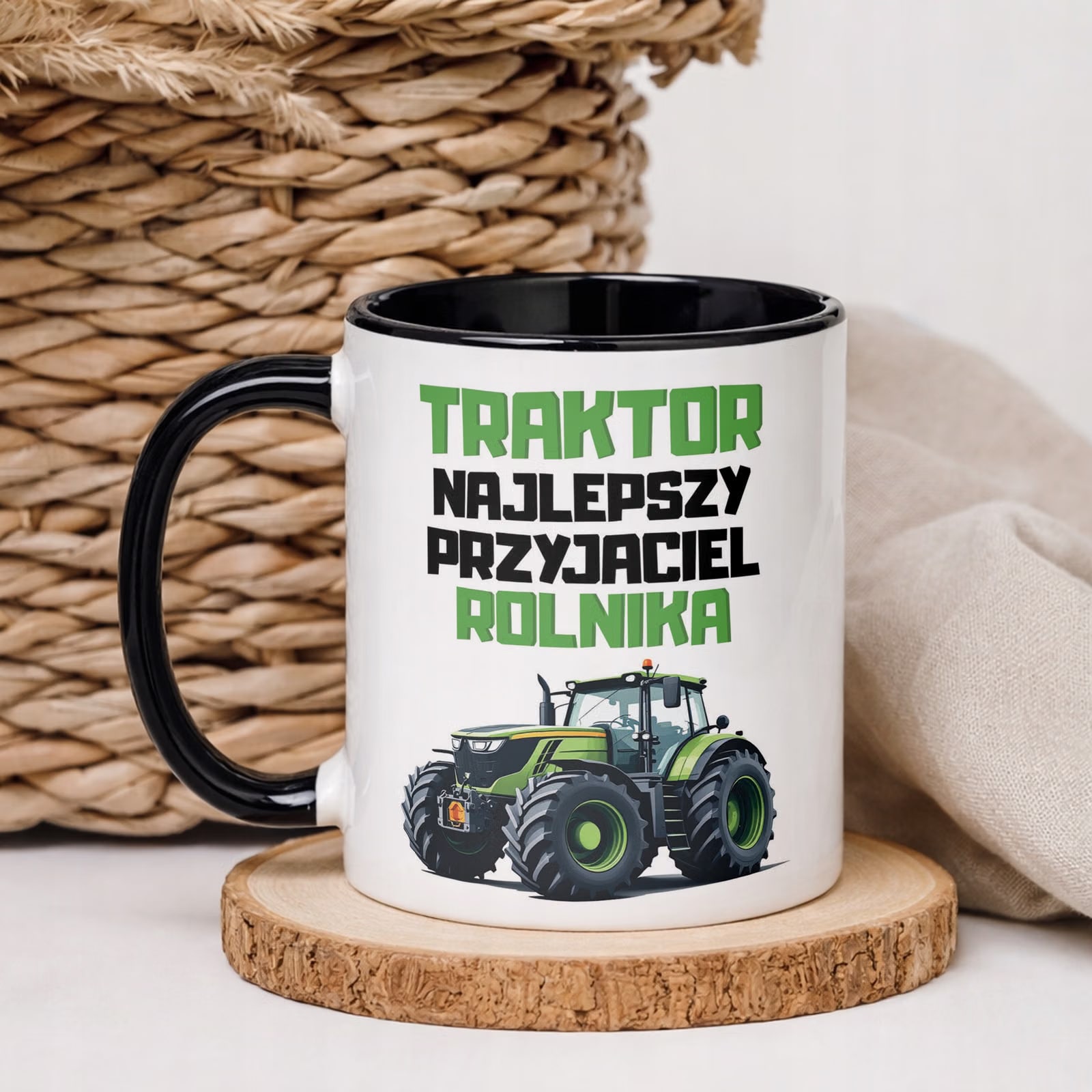 Kubek Czarny Rolnik Dla Rolnika Traktor Zabawny Prezent Upominek