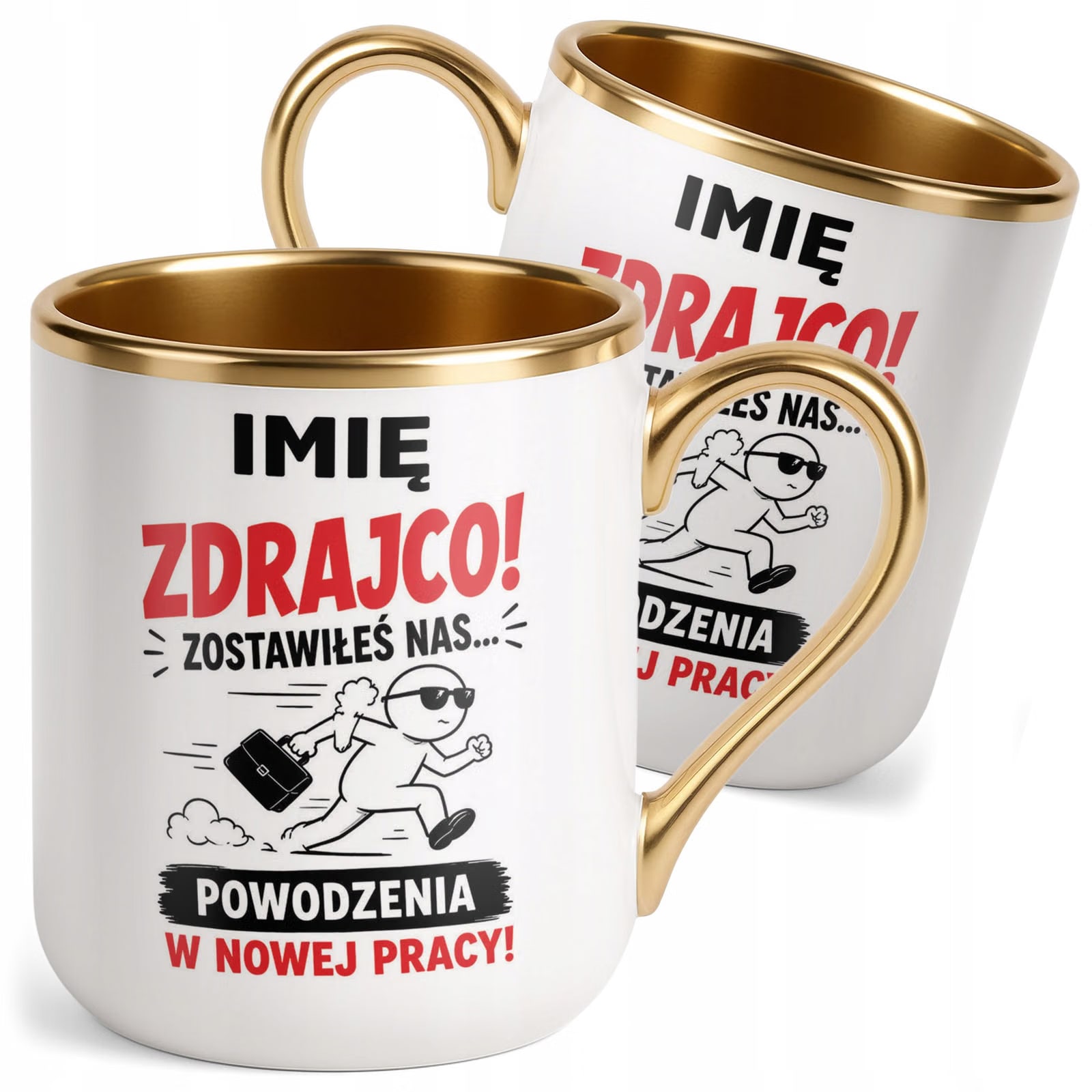 Kubek Personalizowany z nadrukiem Premium Złoty Odejście z Pracy