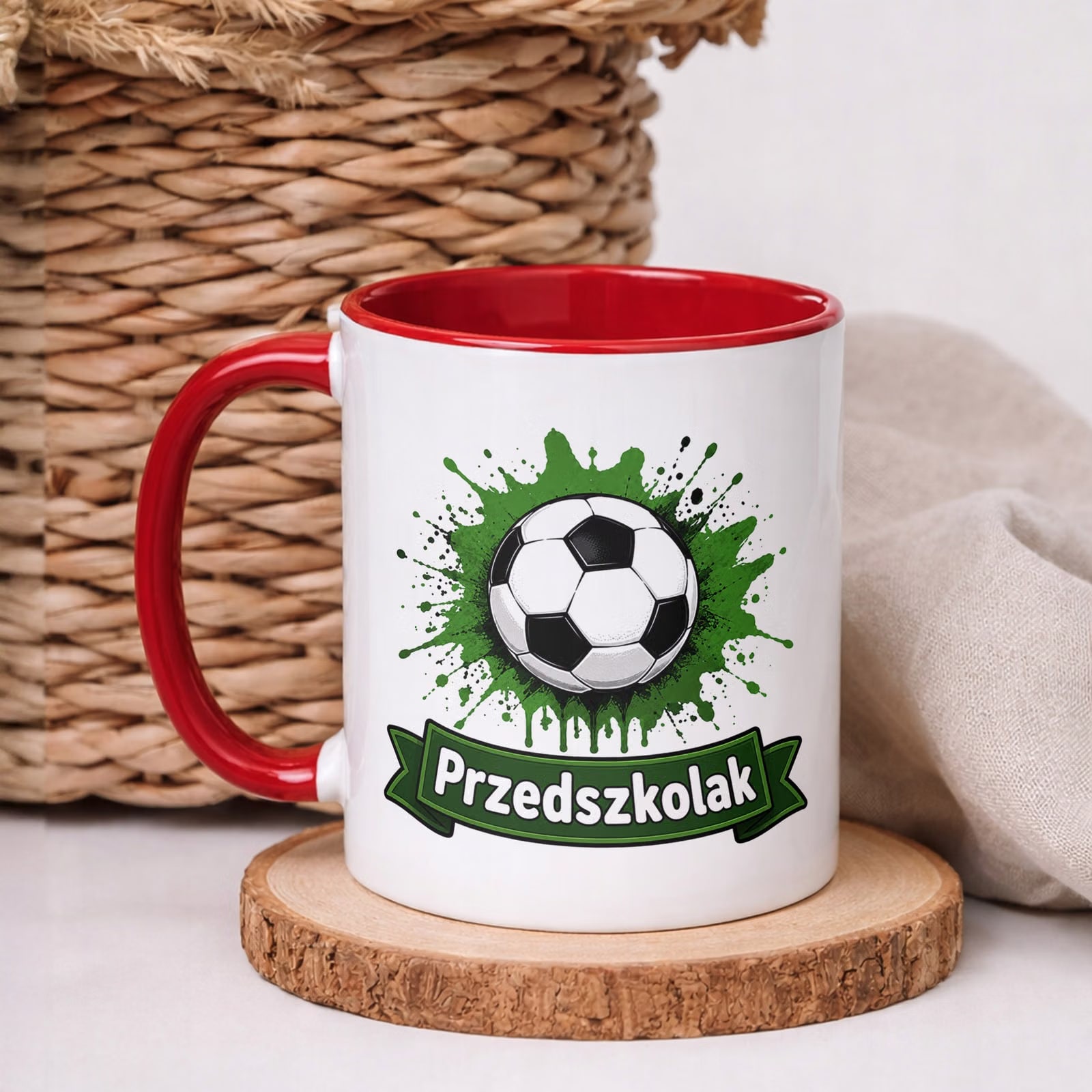 Kubek Czerwony z nadrukiem Przedszkolak Szkoła Dla Dzieci Prezent