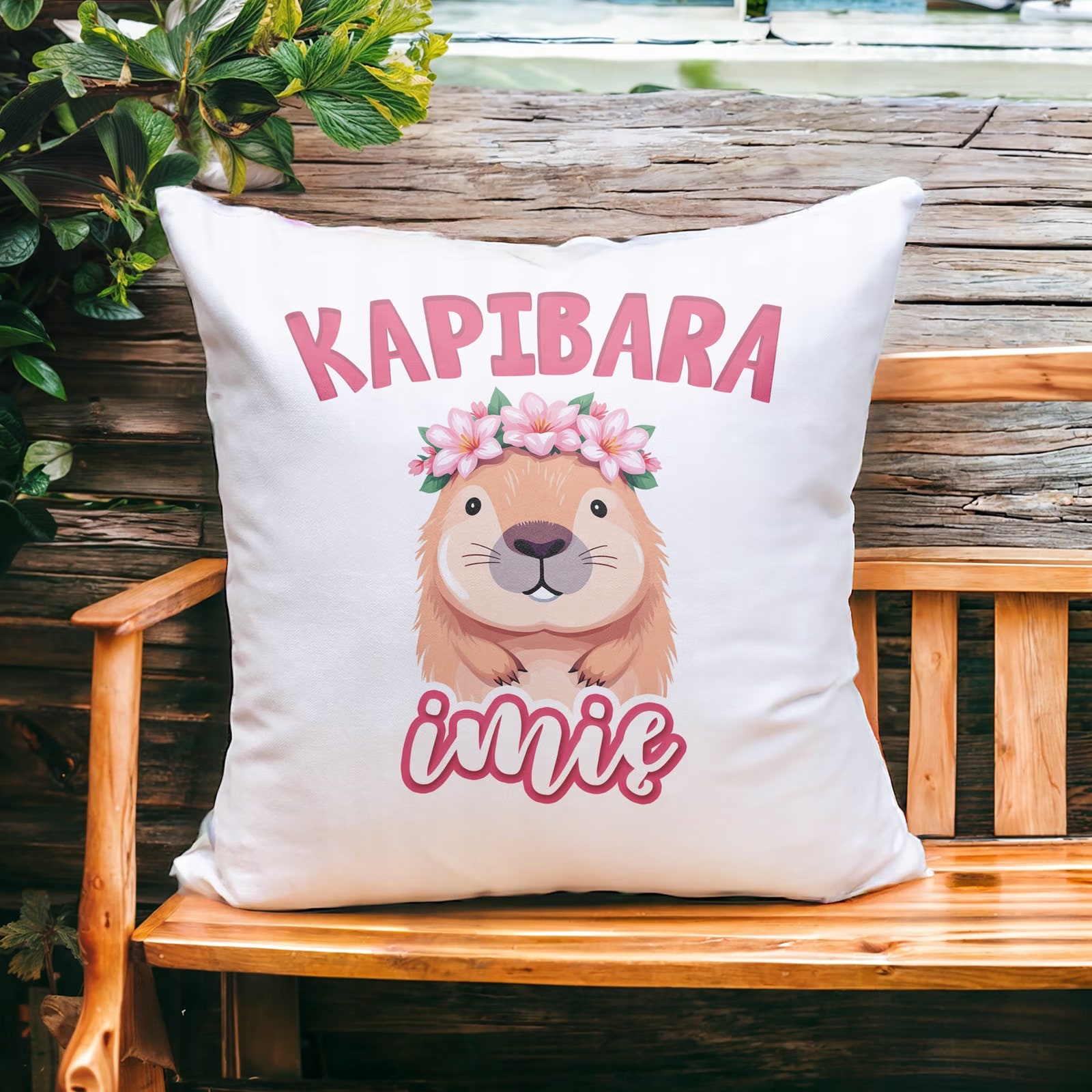 Poduszka 38x38cm Personalizowana Kapibara Capybara Zwierzak Dla Dzieci