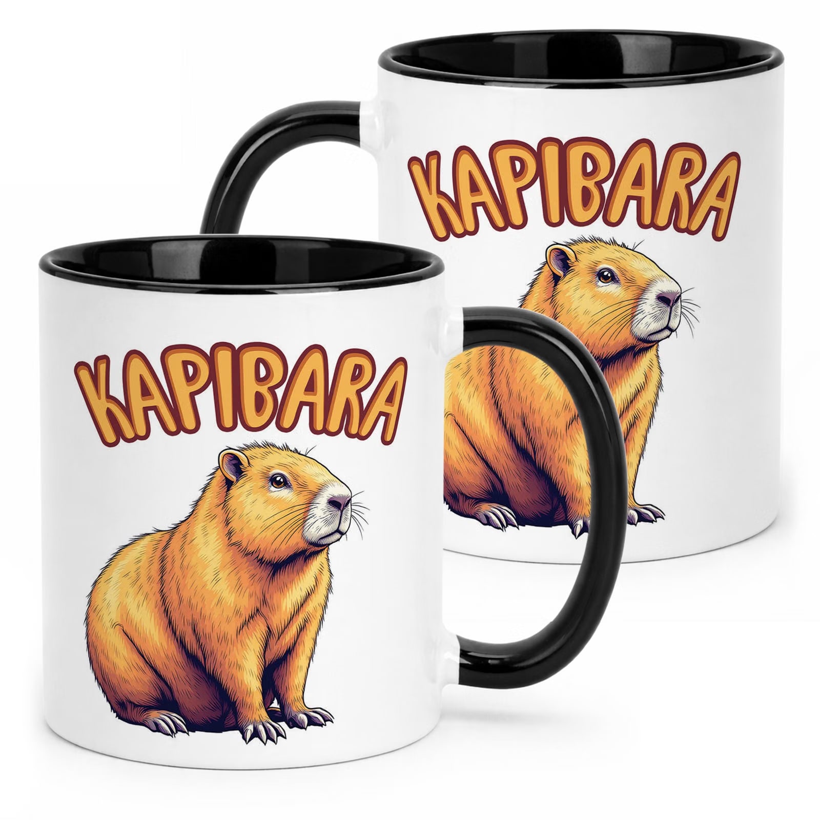 Kubek Czarny Kapibara Capybara Zwierzak Słodki Dla Dzieci Prezent