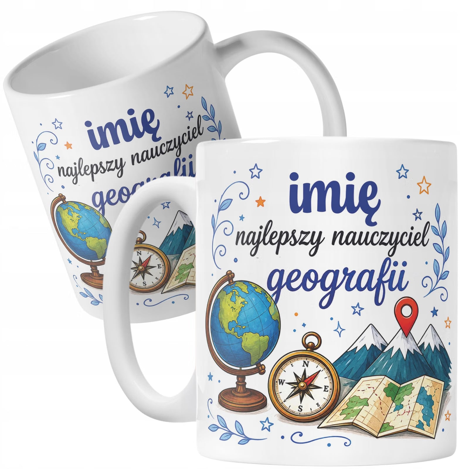 Kubek z Imieniem Dzień Nauczyciela Zakończenie Roku Geografia Prezent