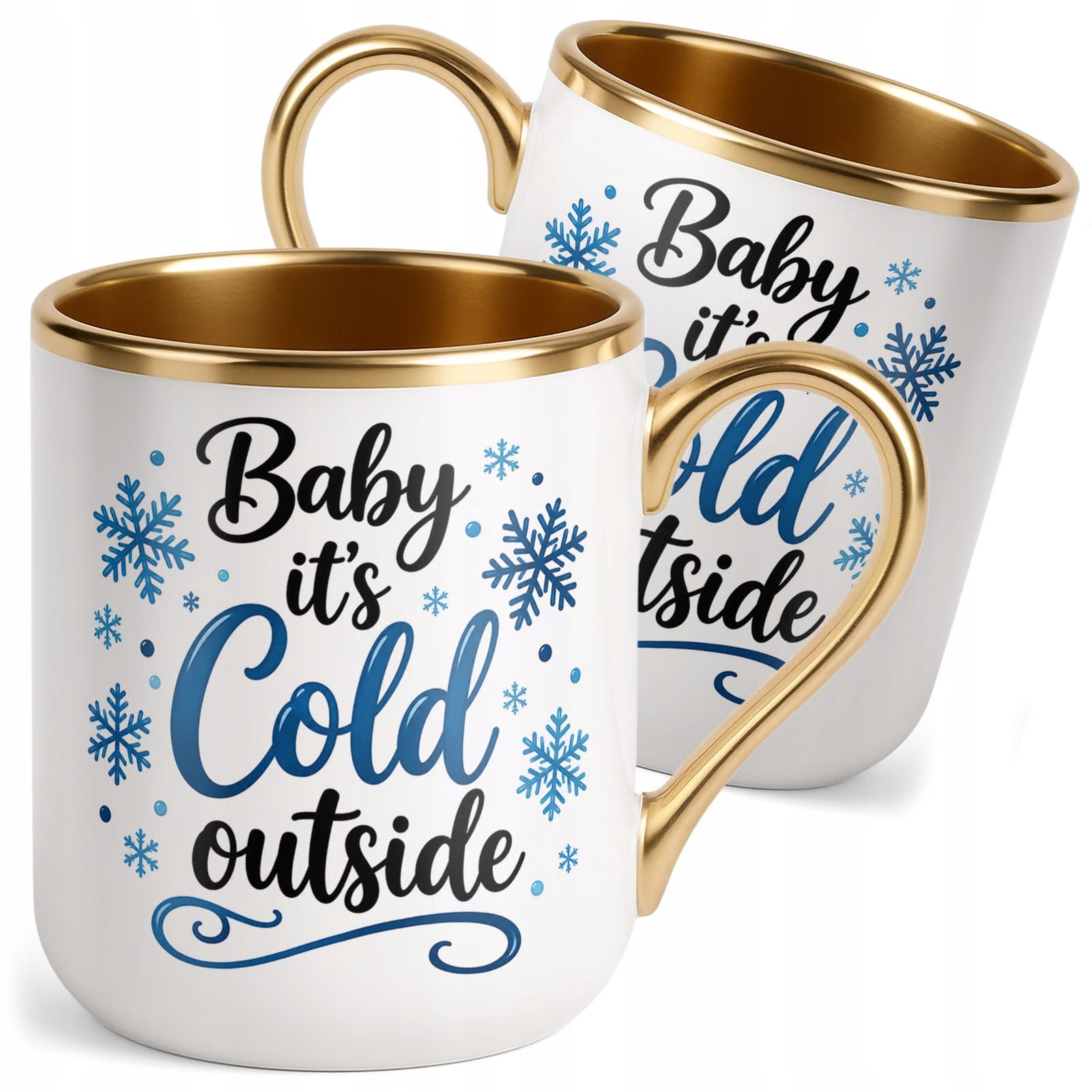 Kubek Premium Złoty Boże Narodzenie Mikołajki Baby Its Cold Outside Prezent