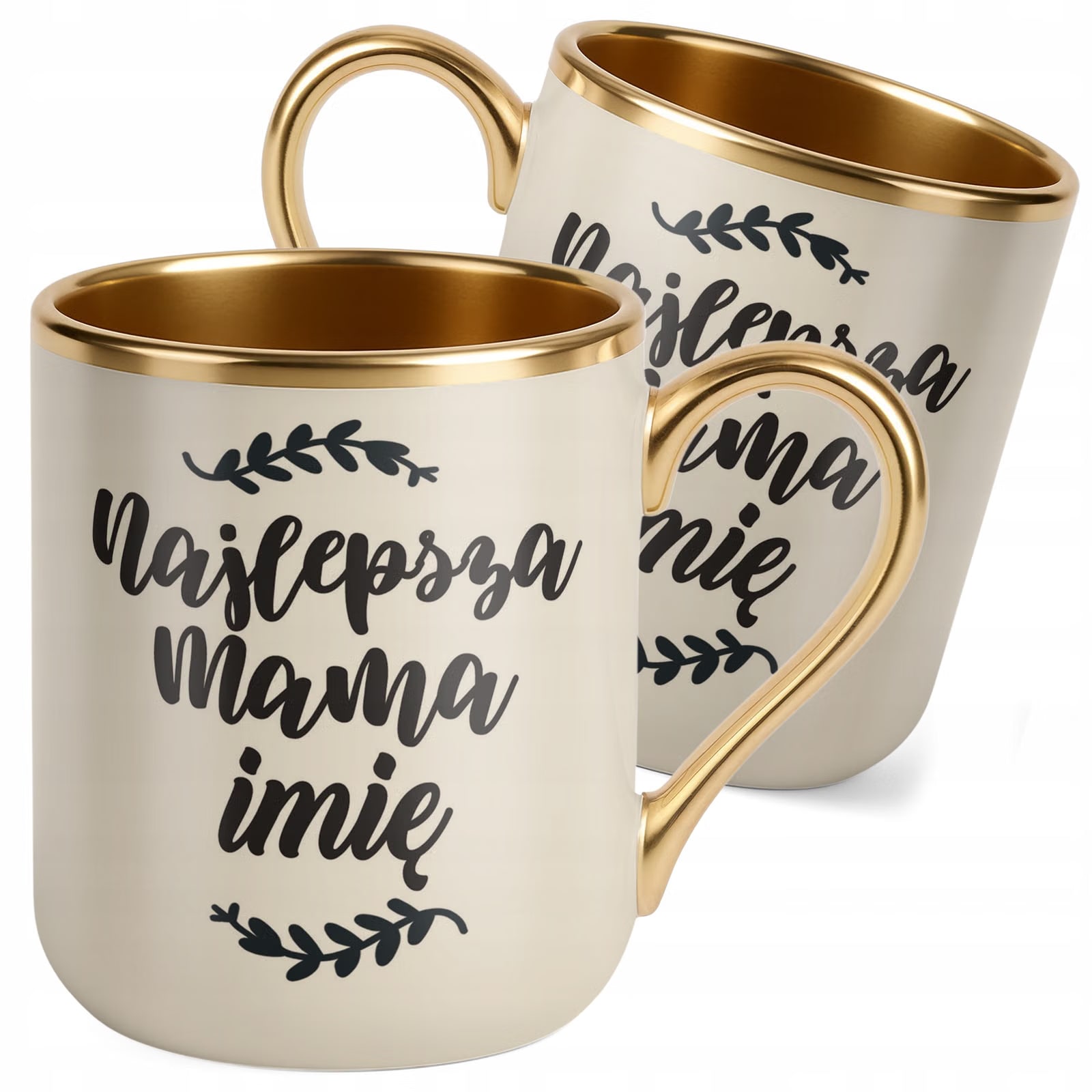 Kubek Premium Złoty Ecru Personalizowany Dzień Matki Dla Mamy