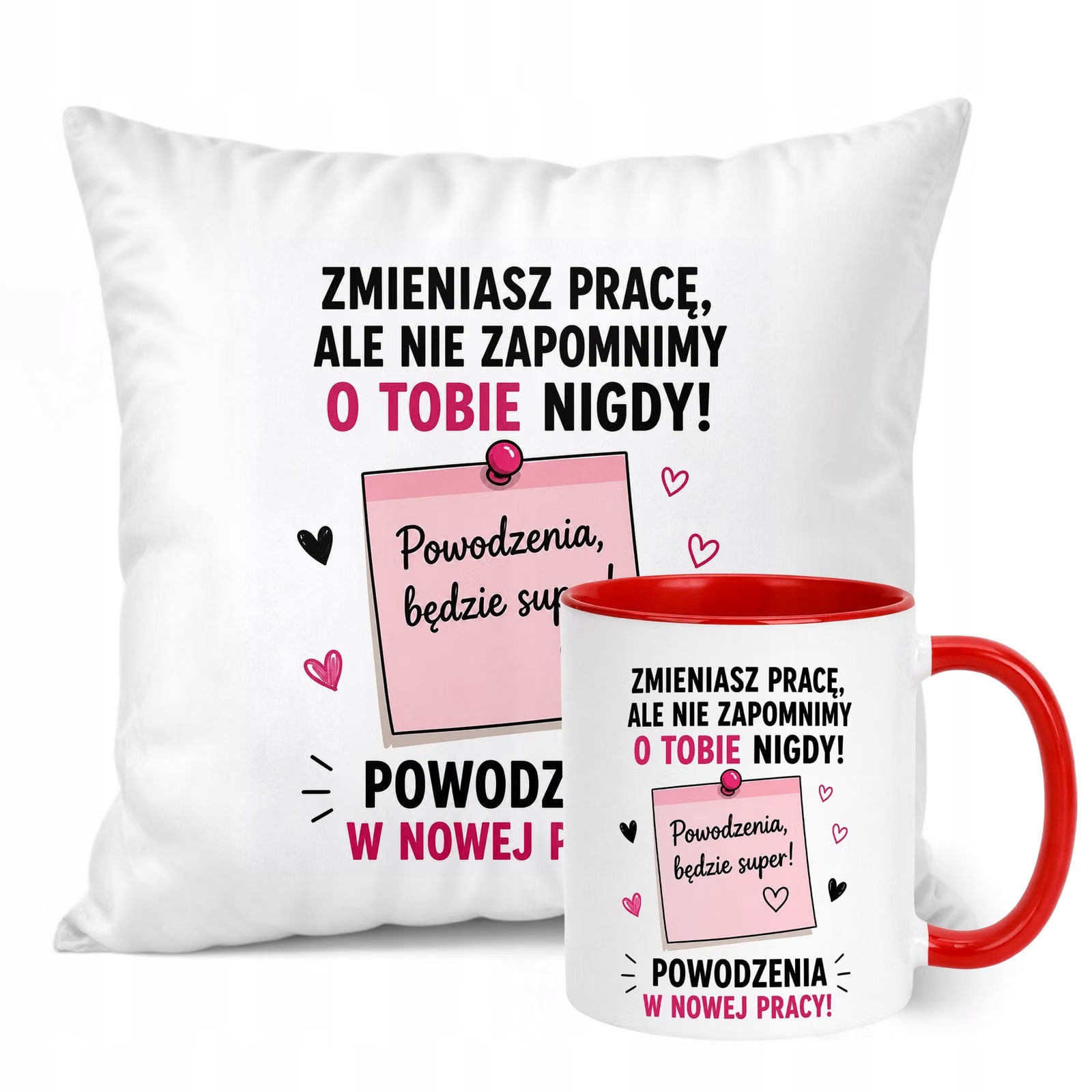 Zestaw Kubek Czerwony Poduszka Z Nadrukiem Odejście z Pracy Prezent