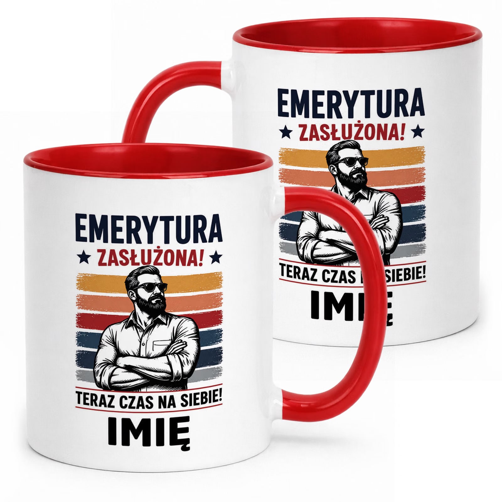 Kubek Czerwony Personalizowany z Nadrukiem Emerytura Dla Emeryta Prezent