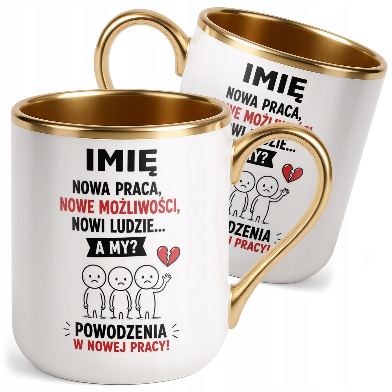 Kubek Personalizowany z nadrukiem Premium Złoty Odejście z Pracy