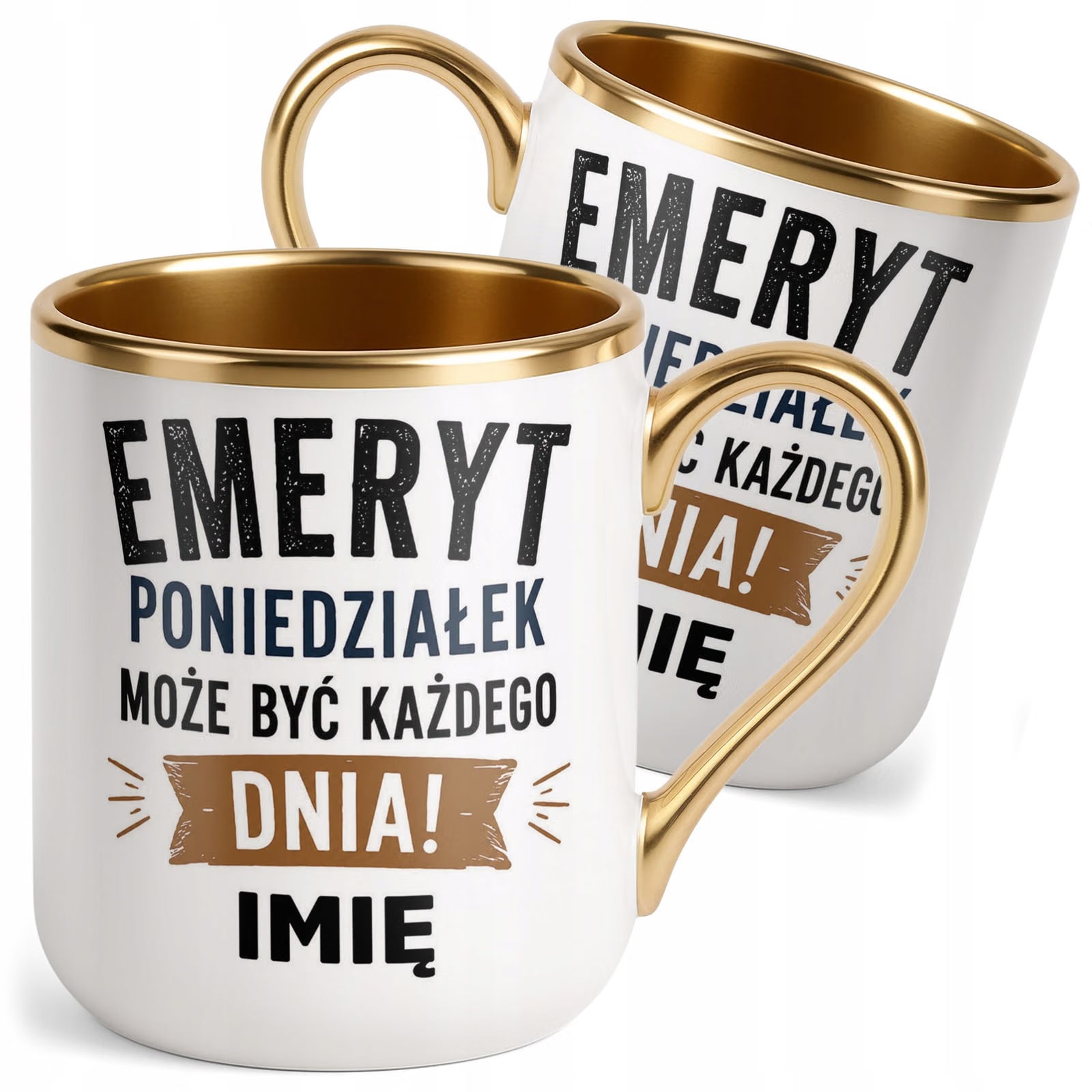 Kubek Personalizowany z nadrukiem Premium Złoty Emerytura Prezent
