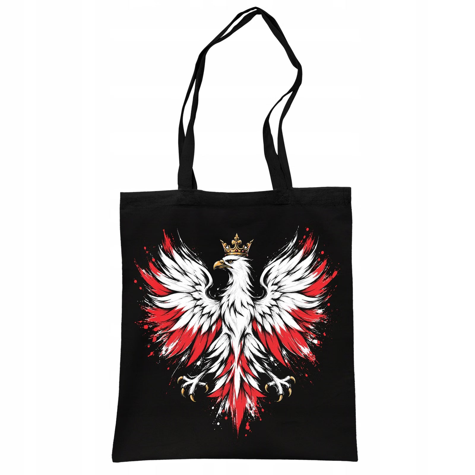 Torba shopper czarna patriotyczna święto niepodległości z nadrukiem