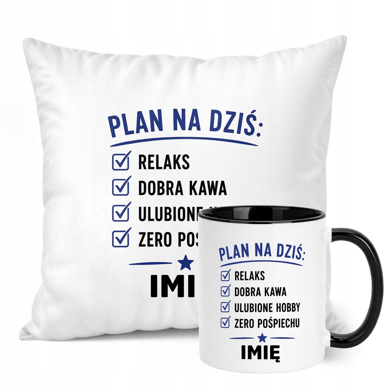 Zestaw Personalizowany Kubek Czarny Poduszka Emerytura Upominek Prezent