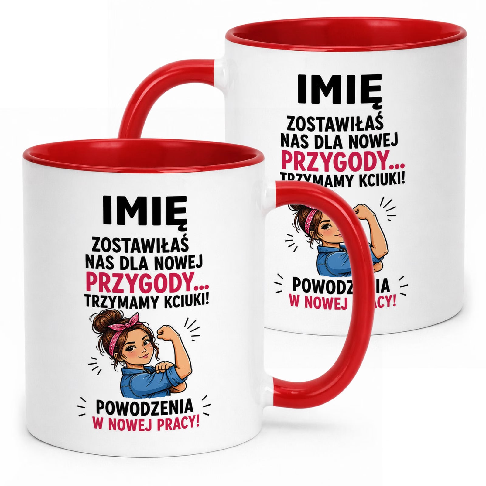 Kubek Czerwony Personalizowany z Nadrukiem Pożegnanie Odejście z Pracy