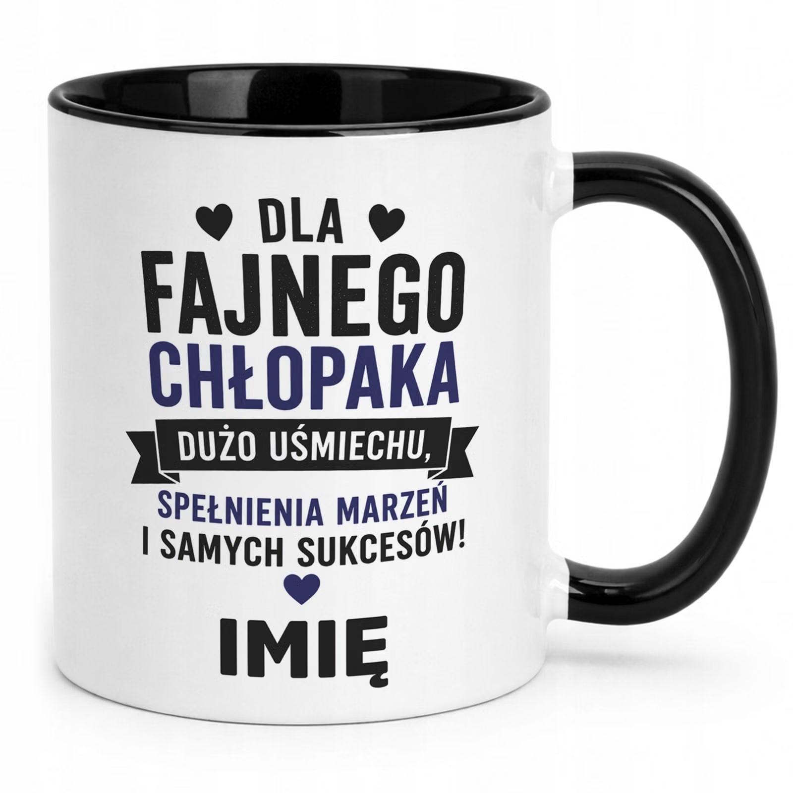 Czarny Kubek personalizowany z nadrukiem Dzień Chłopaka Mężczyzny Prezent