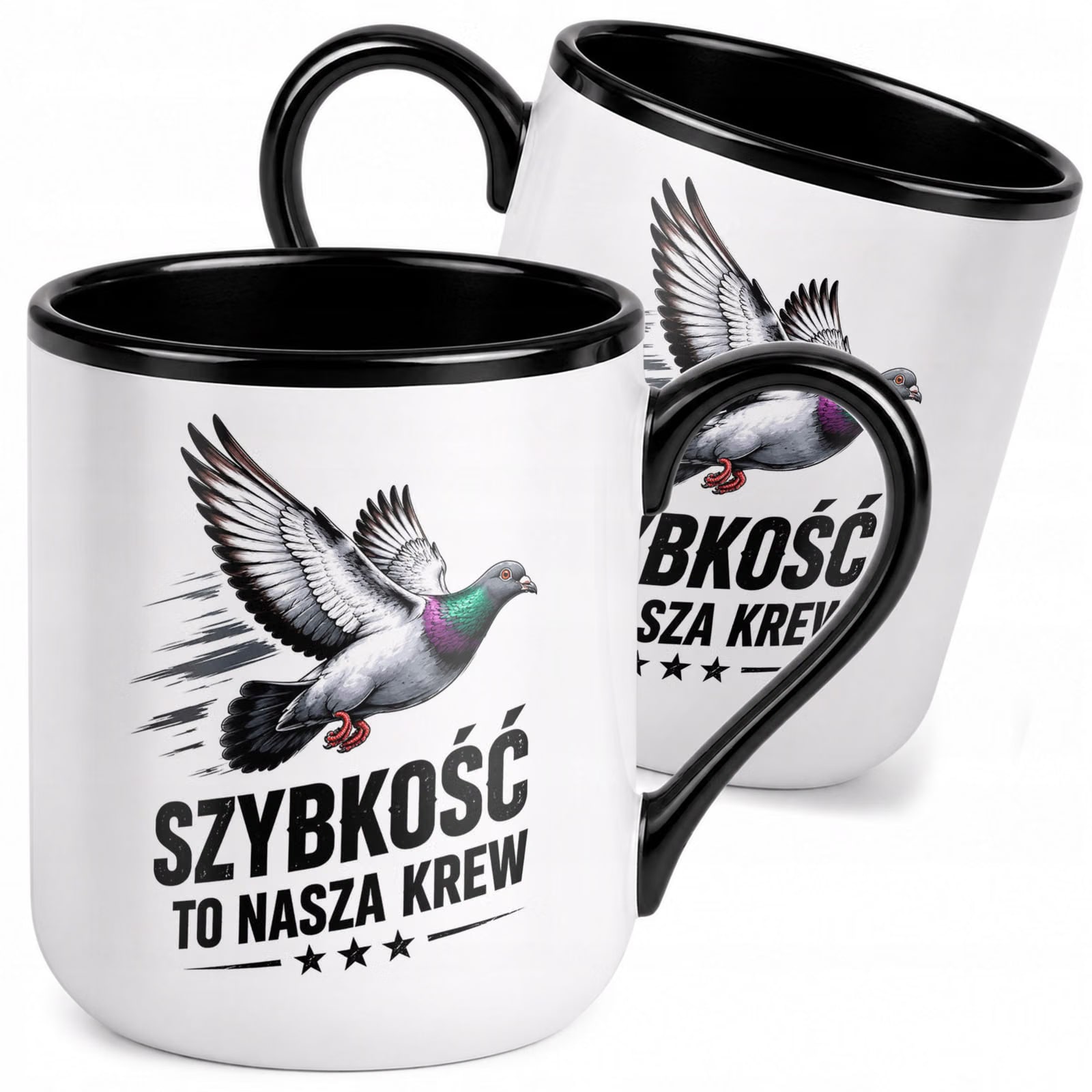 Kubek z nadrukiem Premium Czarny Dla Gołębiarza Hodowca Gołębi Prezent
