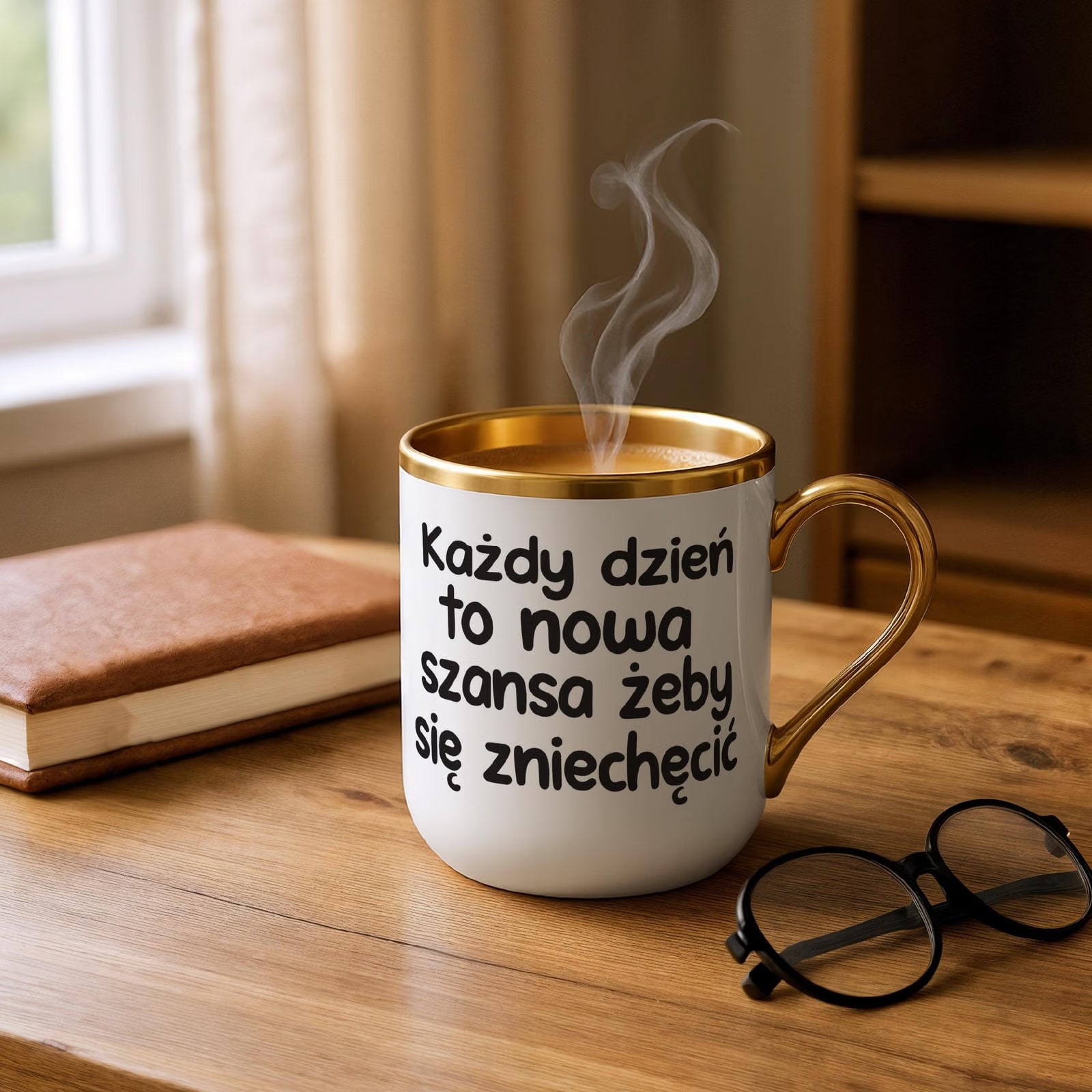Kubek Premium Złoty Każdy Dzień To Nowa Szansa Śmieszny Zabawny Prezent