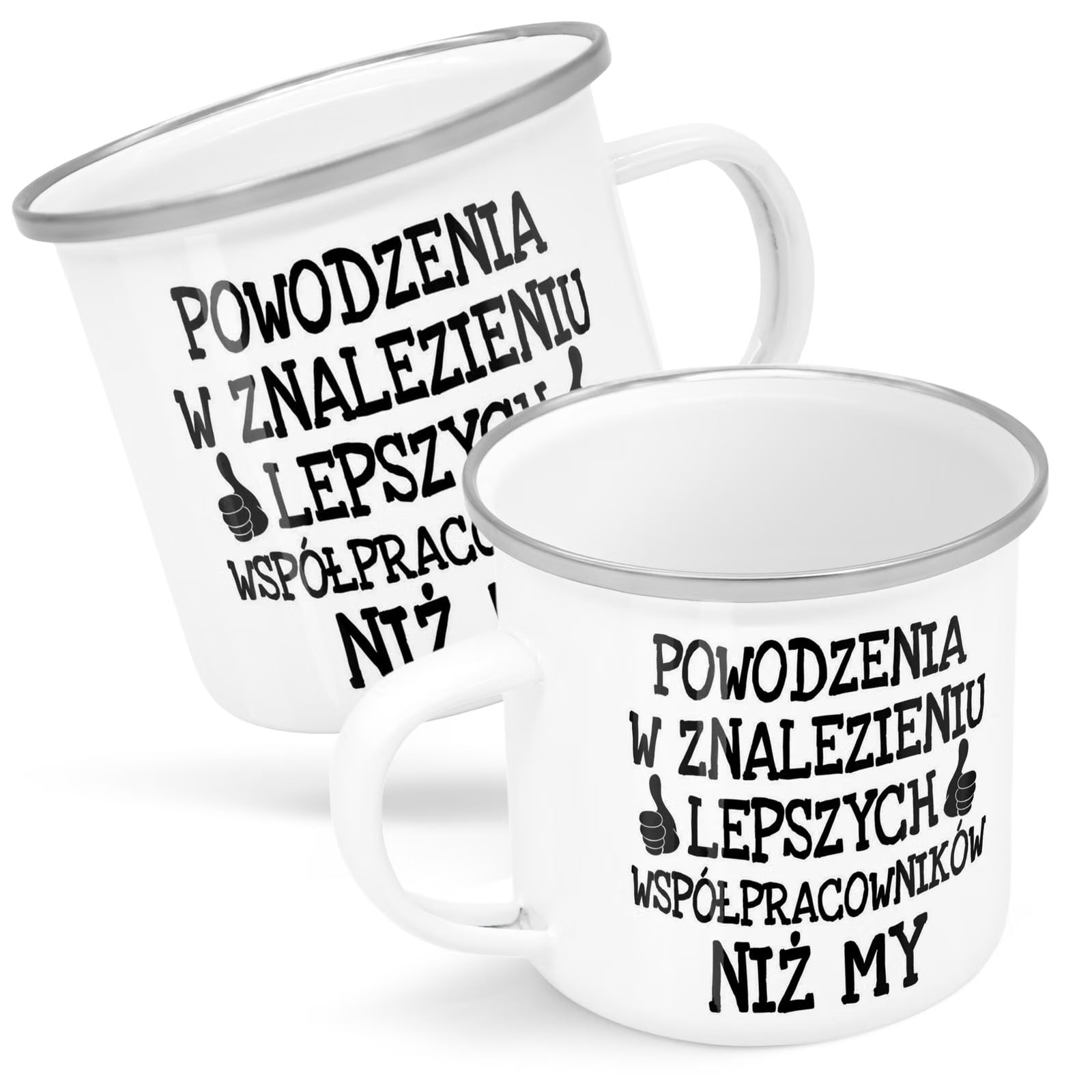 Kubek Emaliowany Odejście Pożegnanie Z Pracy Dla z Nadrukiem Biały Metalowy