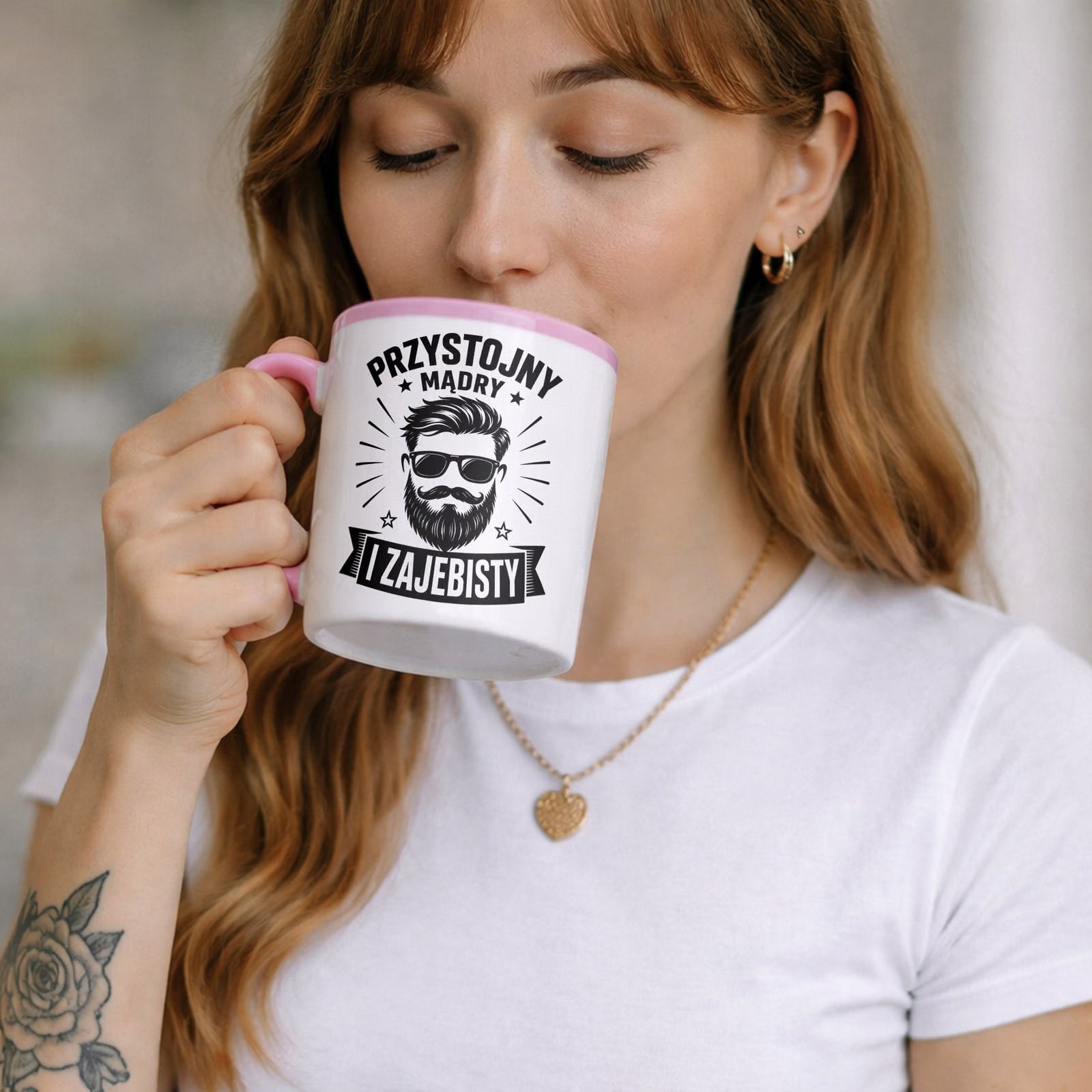 Zestaw Kubek Różowy Poduszka Dzień Chłopaka Z Nadrukiem Prezent