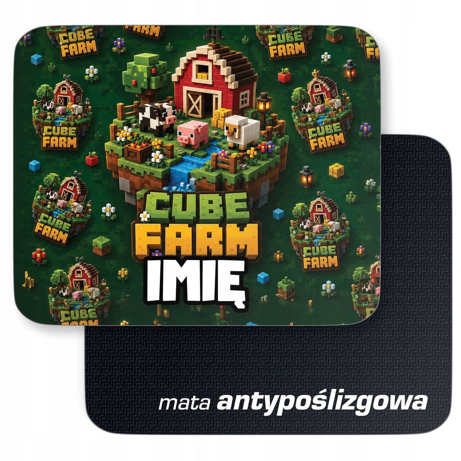 Zestaw personalizowany Kubek Różowy Podkładka pod mysz gra Cube Farm