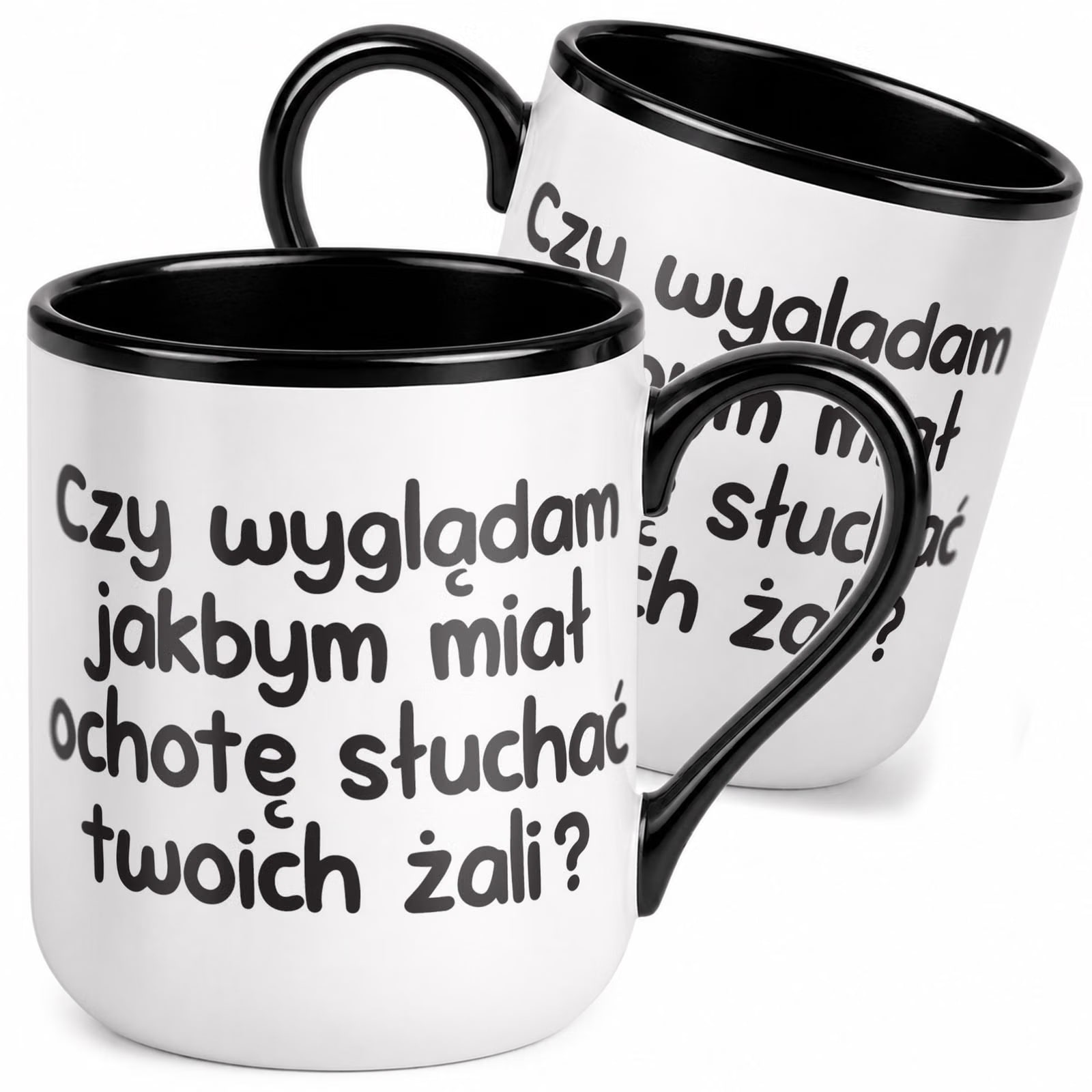 Kubek z nadrukiem Premium Czarny Czy Wyglądam Jakbym Upominek Prezent