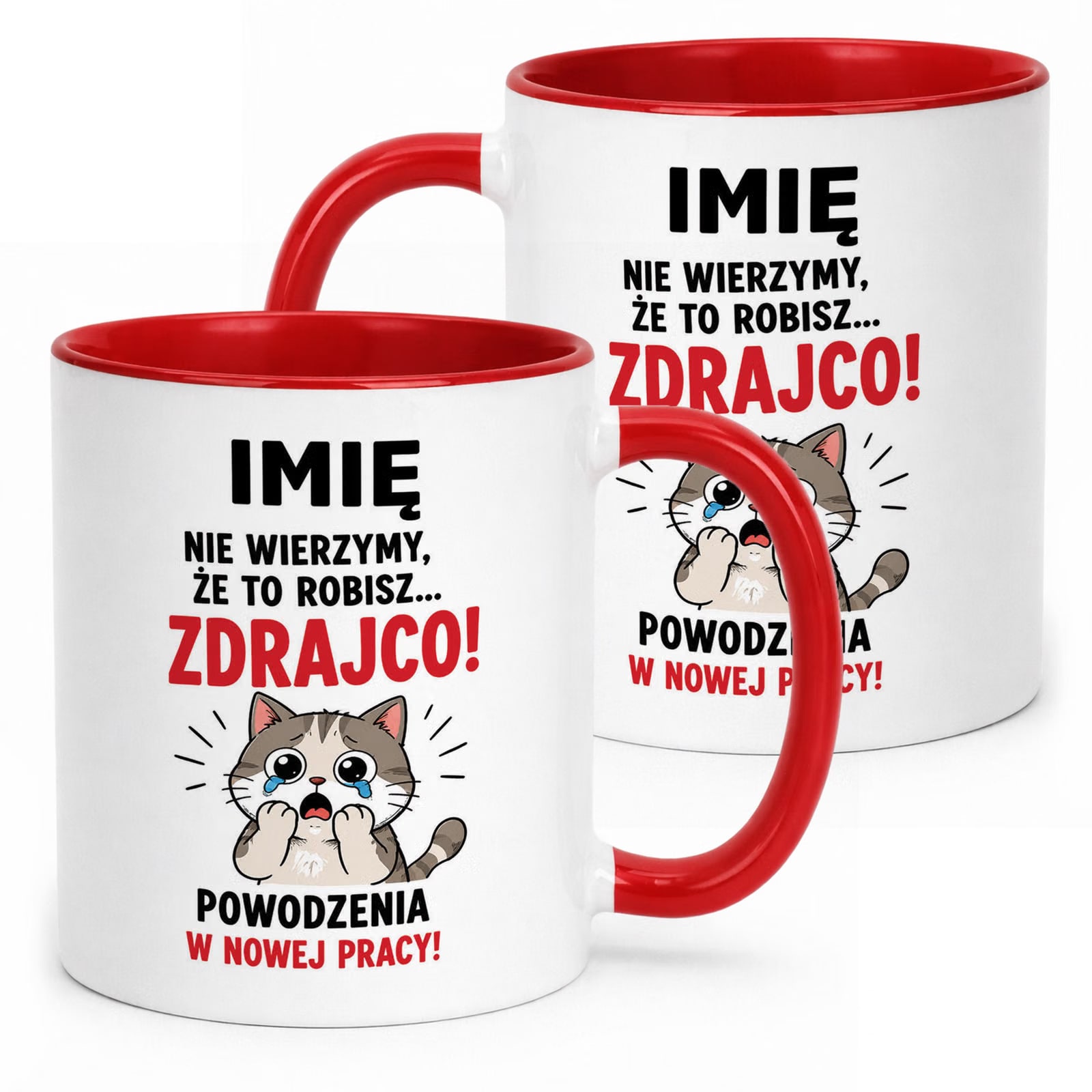 Kubek Czerwony Personalizowany z Nadrukiem Pożegnanie Odejście z Pracy