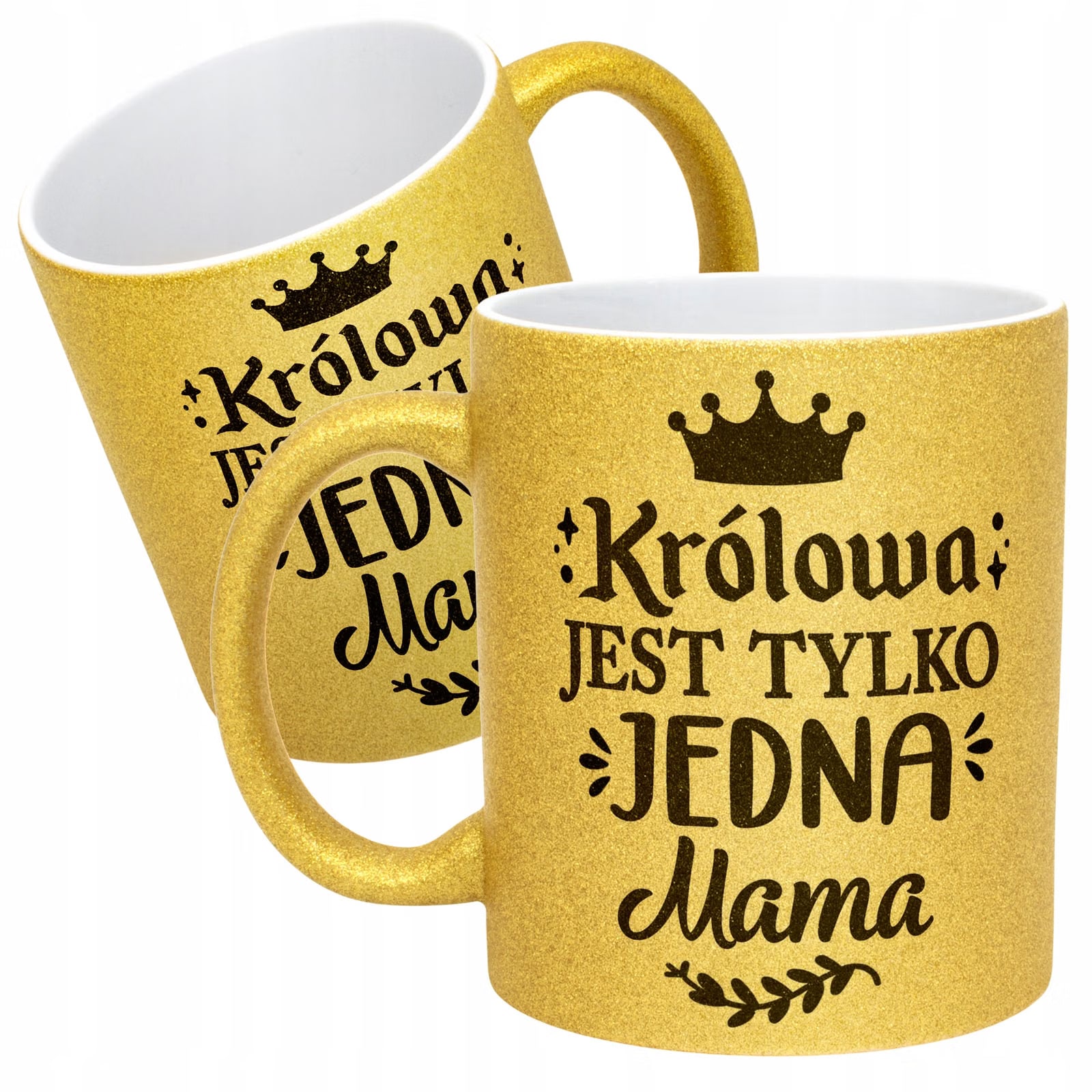 Złoty kubek brokatowy Dzień Matki Dla Mamy Królowa Jest Tylko Jedna