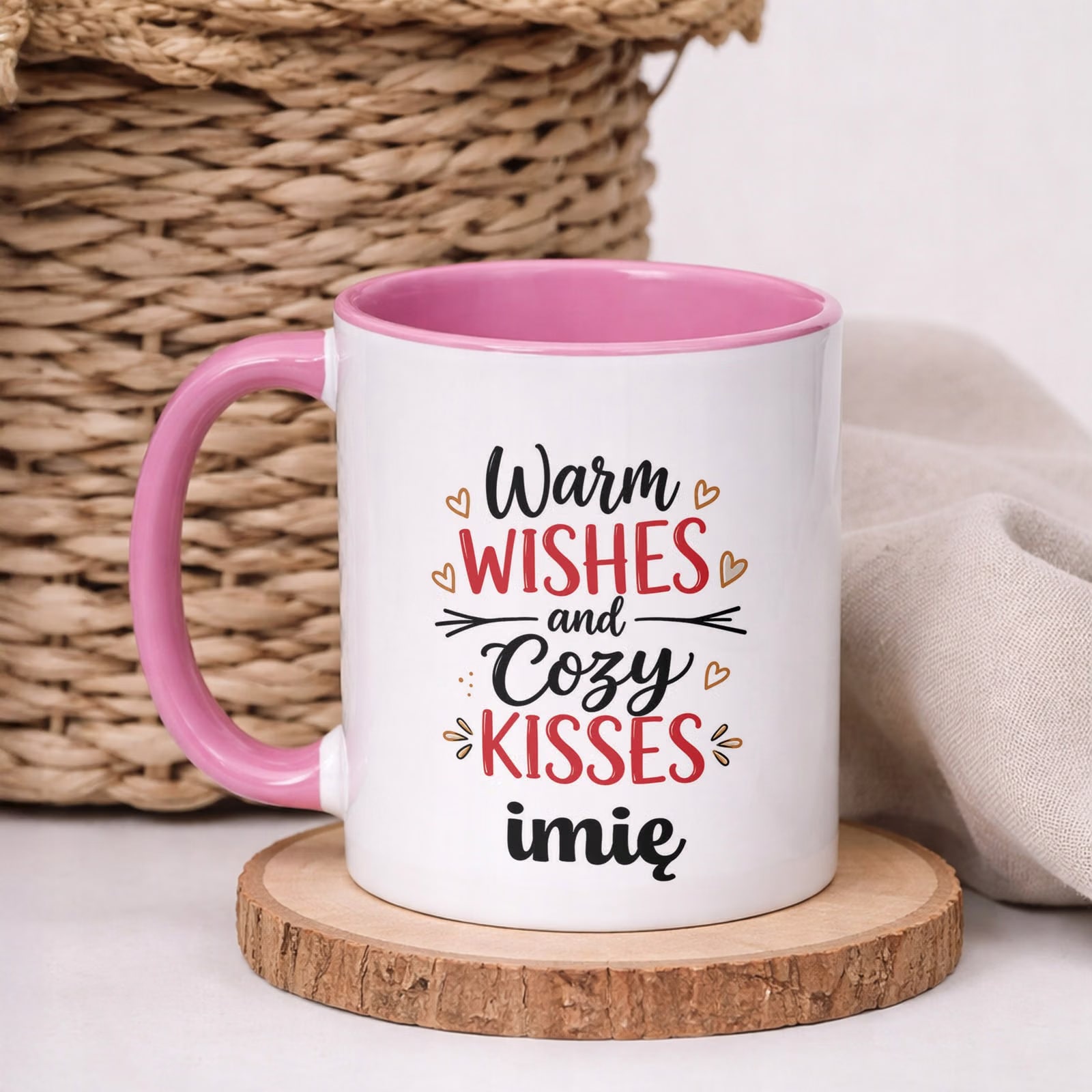 Kubek Różowy Personalizowany z Nadrukiem Boże Narodzenie Święta Prezent