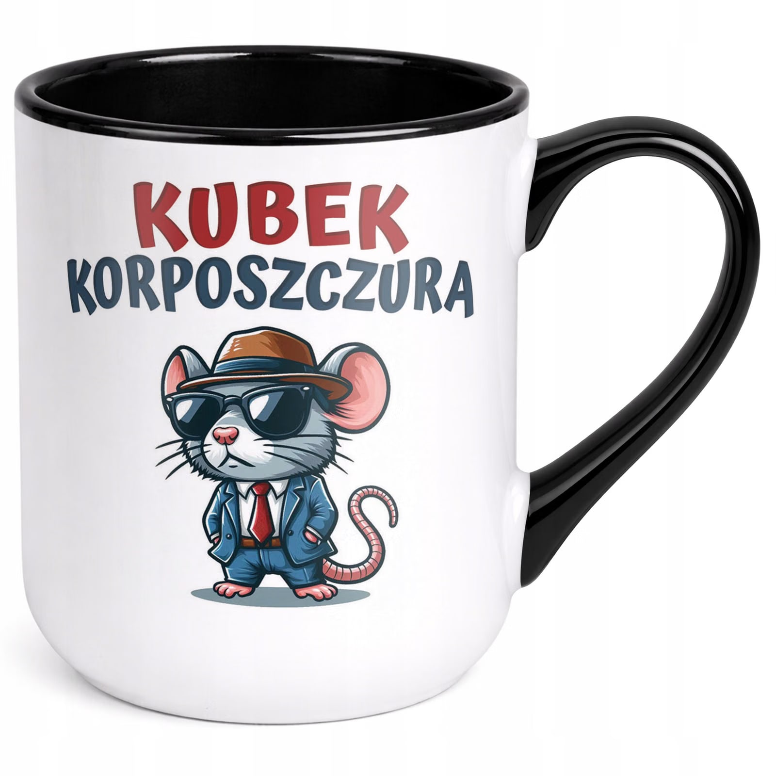Kubek z nadrukiem Premium Czarny Kubek Korposzczurka Upominek Prezent
