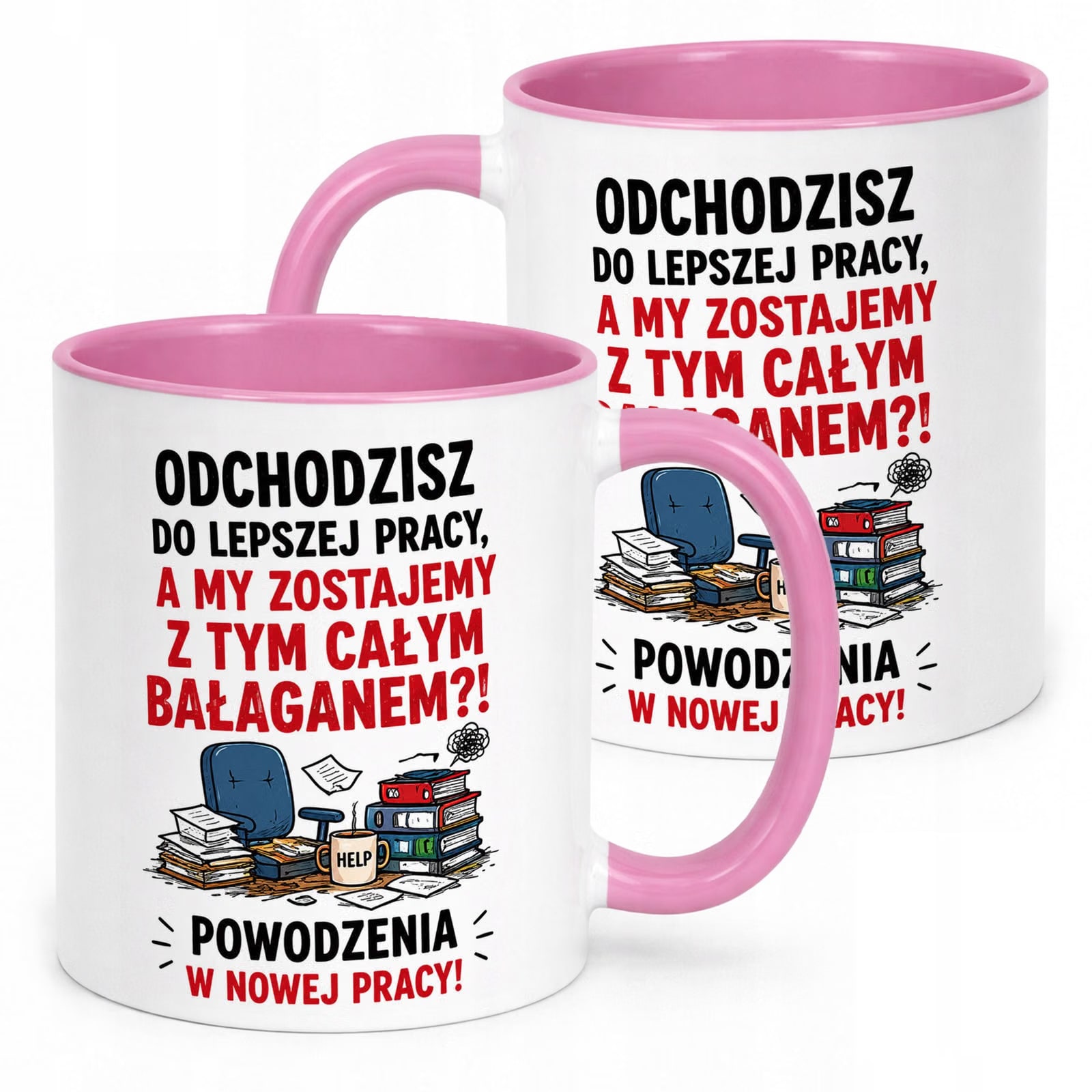 Kubek Różowy z nadrukiem Pożegnanie Odejście z Pracy Upominek Prezent