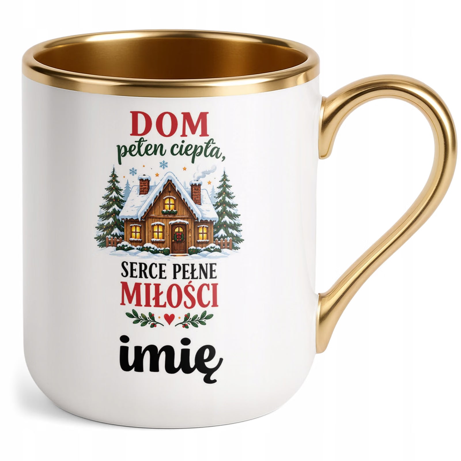 Kubek Personalizowany Premium Złoty Boże Narodzenie Święta Prezent