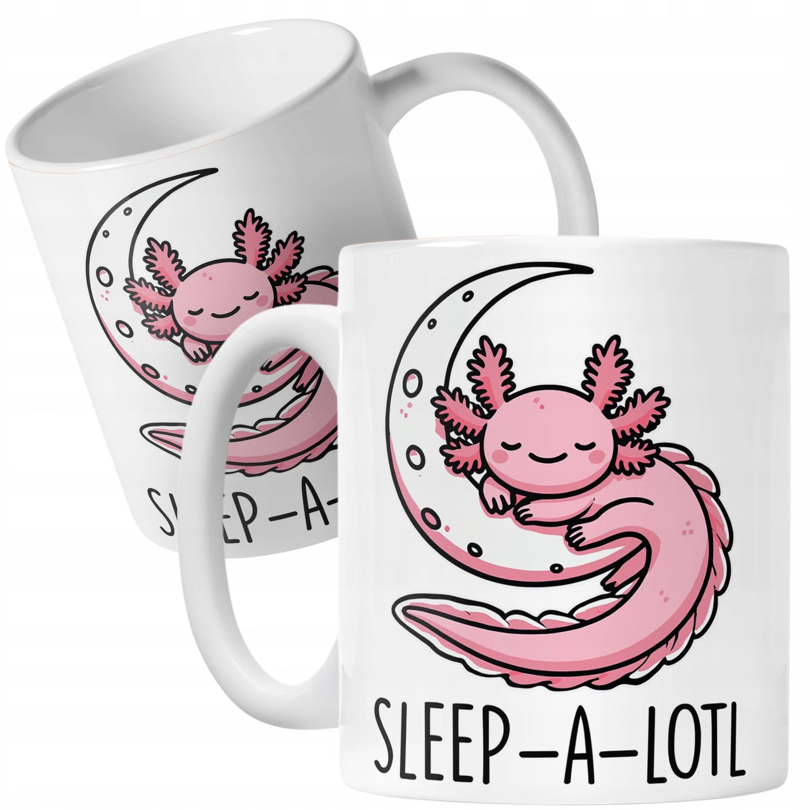 Kubek biały 330ml dla dziecka Aksolotl Axolotl Różowy Zwierzak Viral Trend