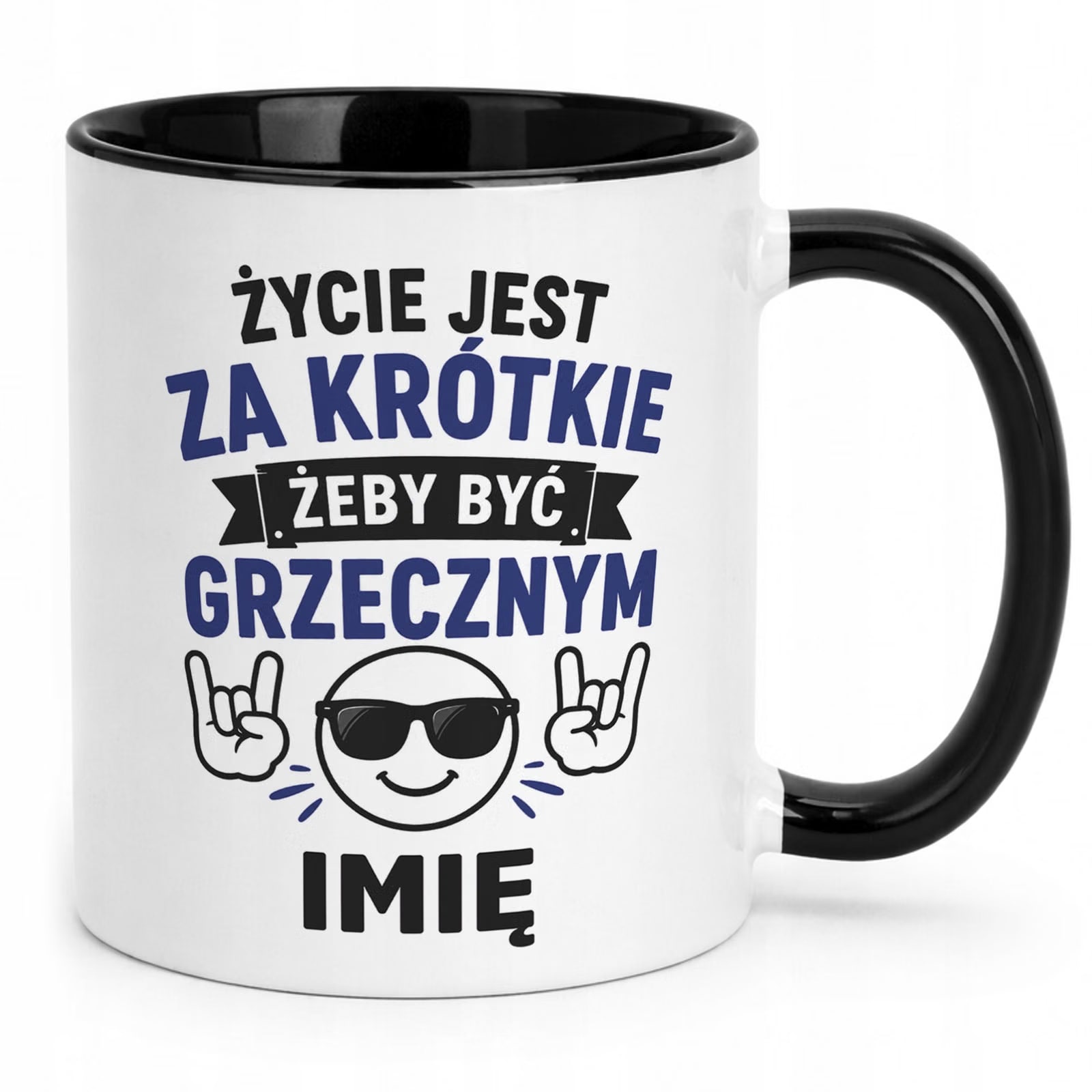 Czarny Kubek personalizowany z nadrukiem Dzień Chłopaka Mężczyzny Prezent