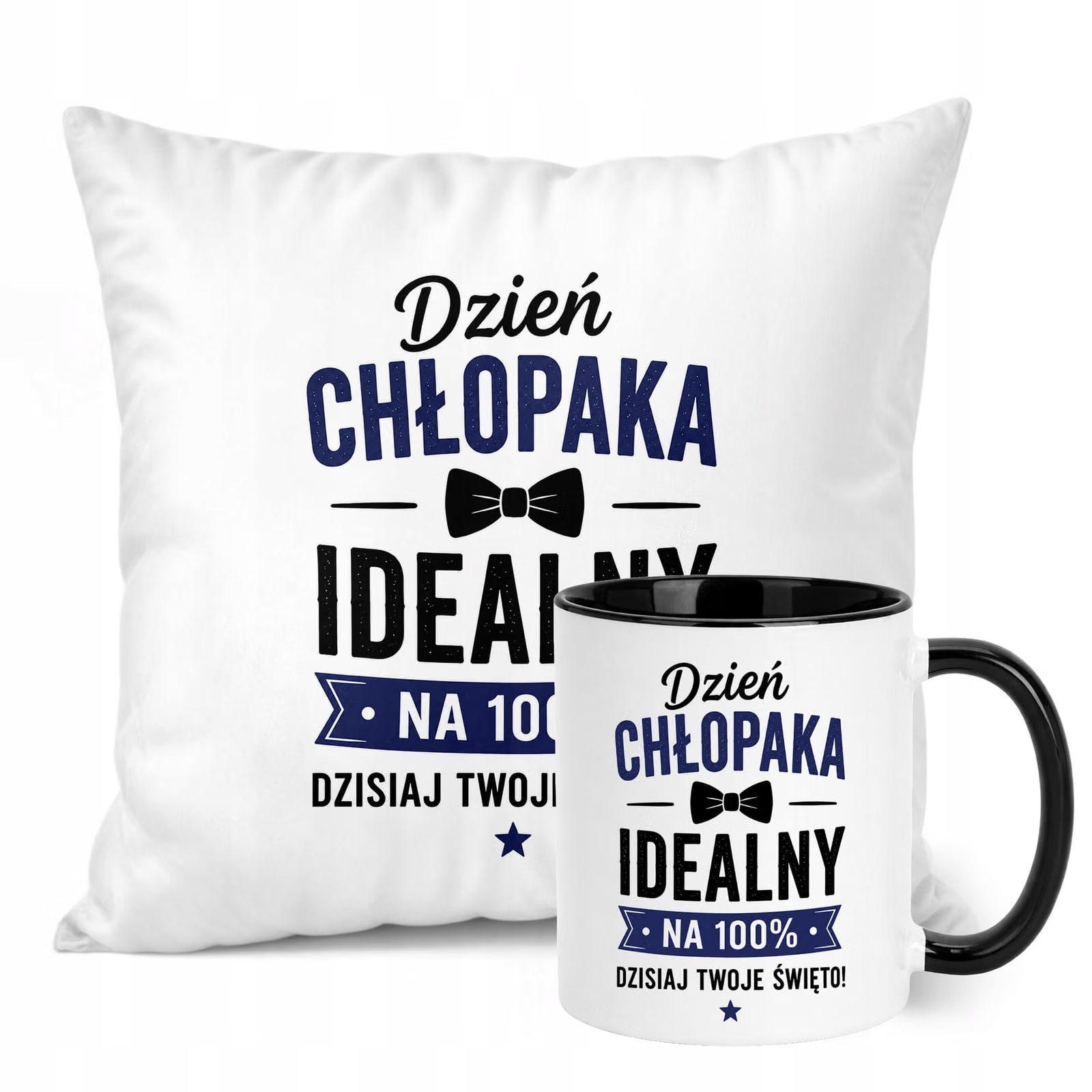 Zestaw Kubek Czarny Poduszka Dzień Chłopaka Z Nadrukiem Prezent Upominek