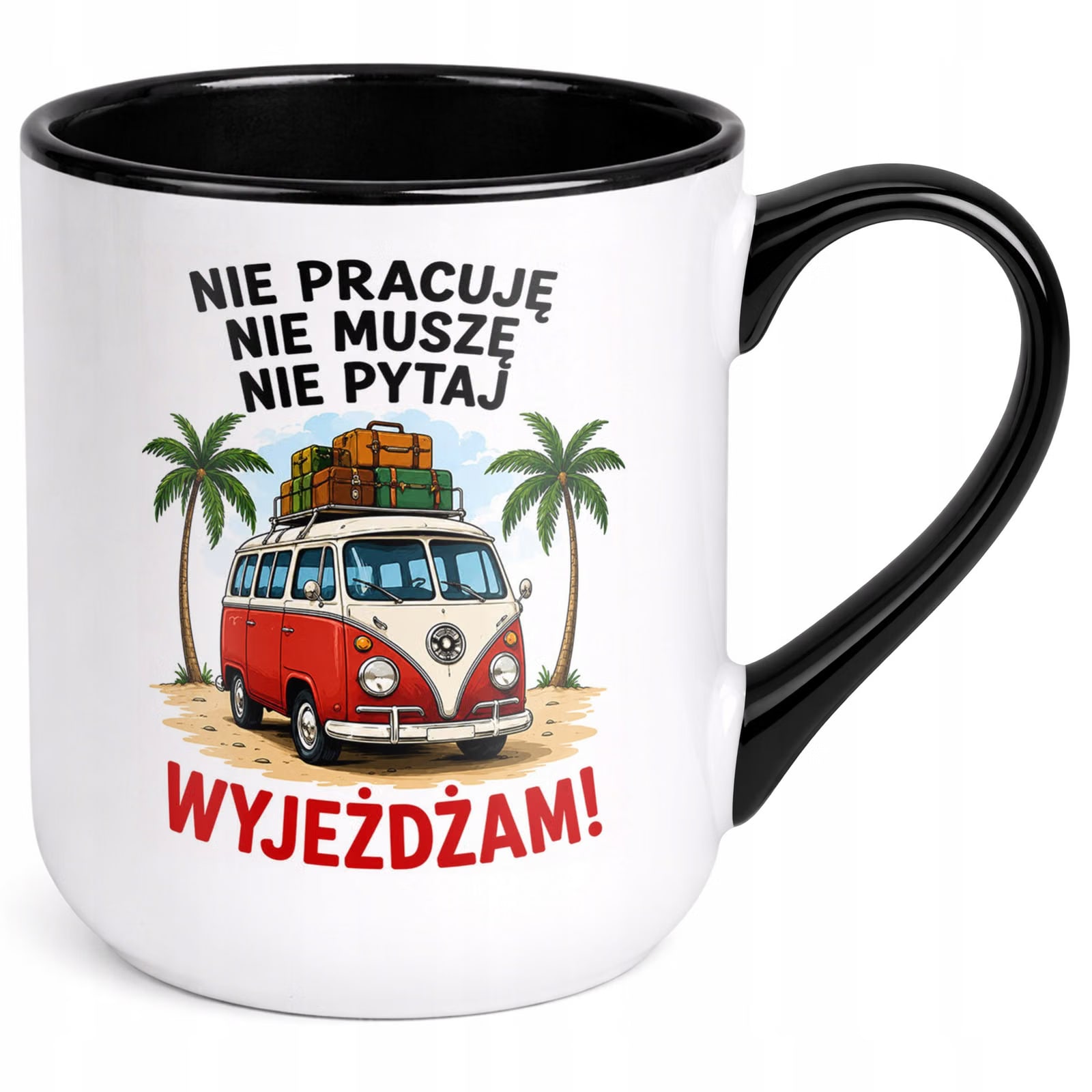 Kubek z nadrukiem Premium Czarny Emerytura Dla Emeryta Upominek Prezent
