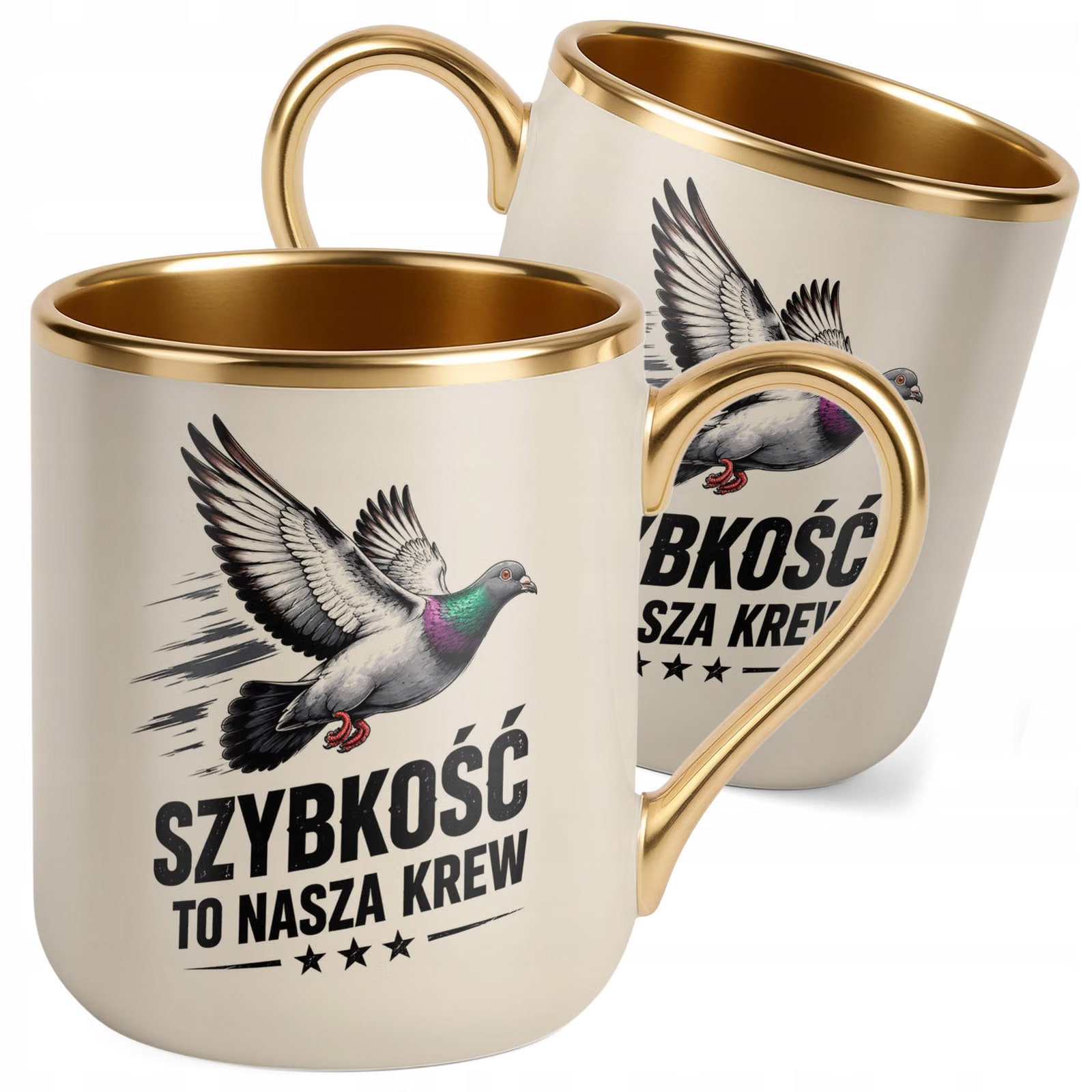 Kubek z nadrukiem Premium Złoty Ecru Dla Gołębiarza Hodowcy Gołębi Prezent