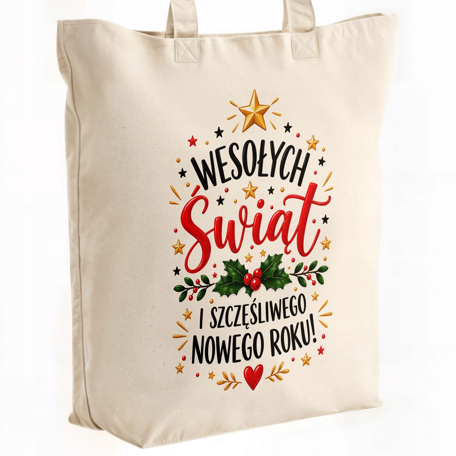 Torba shopper bawełniana premium święta boże narodzenie z nadrukiem