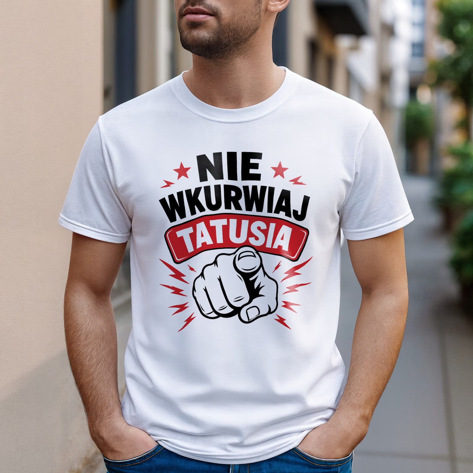 Koszulka biała męska dla tatusia prezent na Dzień Ojca upominek r. S